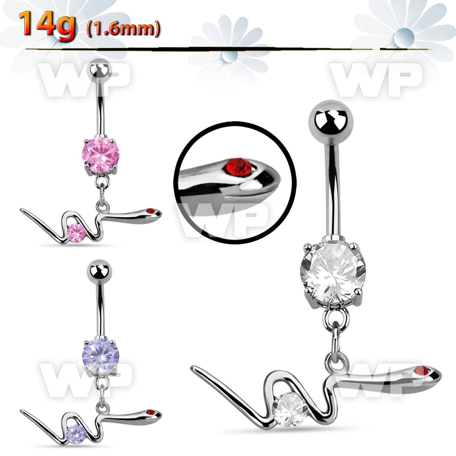 mcdz729 steel belly banana w dangling snake w crystal eyes