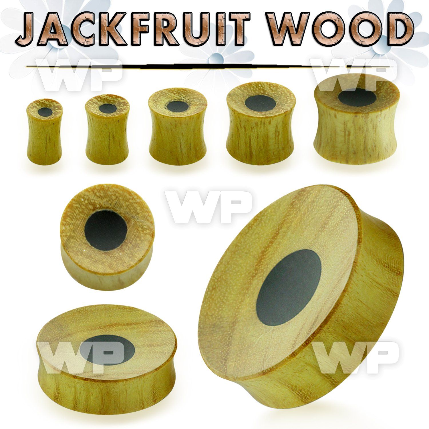 mco76 double flare jack fruit wood plug round black areng wood ear lobe piercing