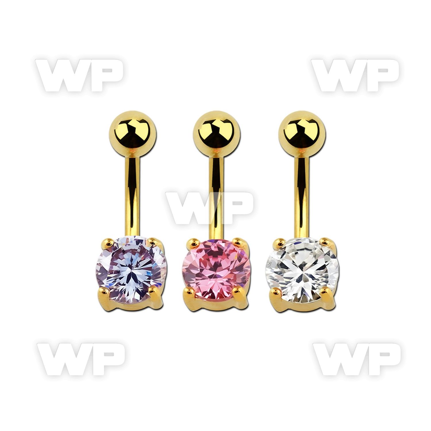 mdgz527 gold steel belly banana w 7mm round prong set cz stone