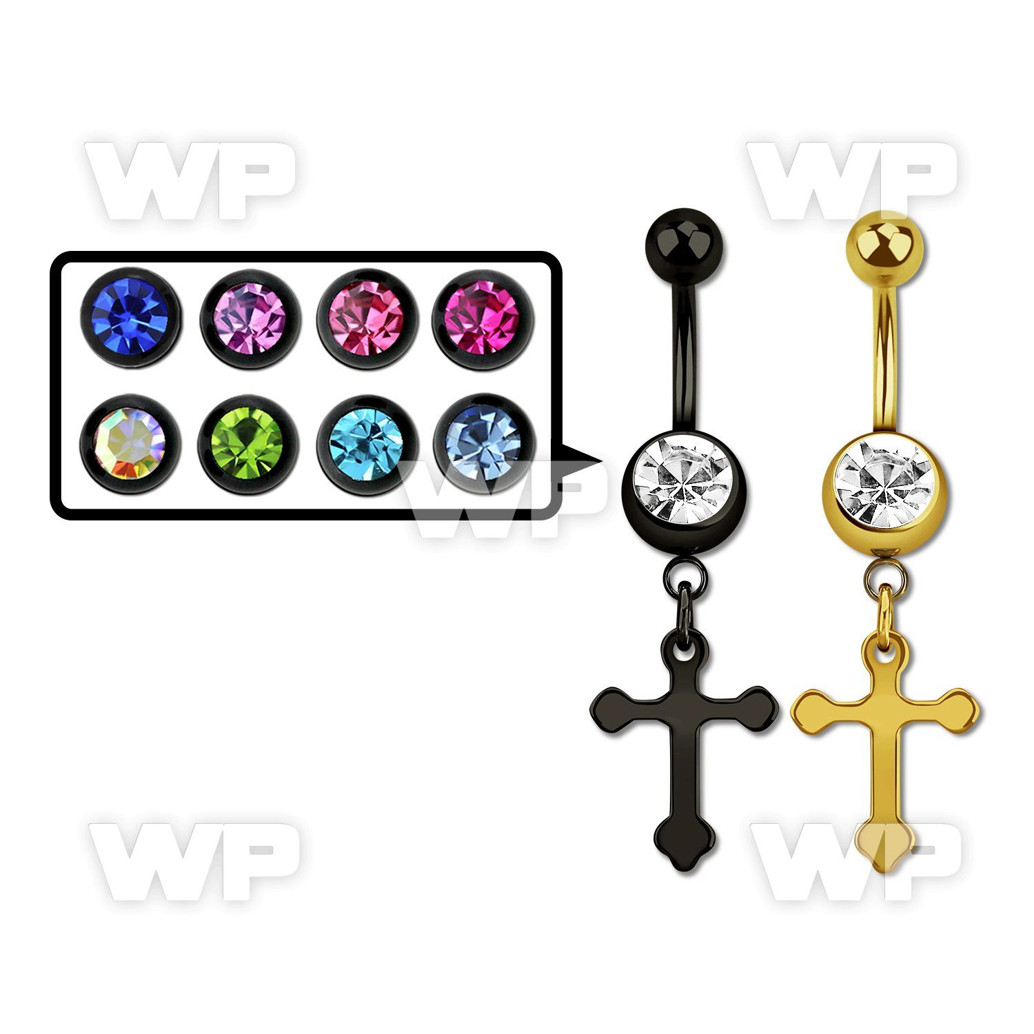 mdk756 black steel belly banana w a dangling cross