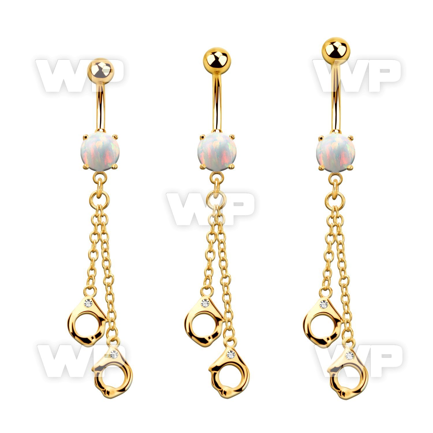 mgo652 gold steel belly banana w opal  hcuffs