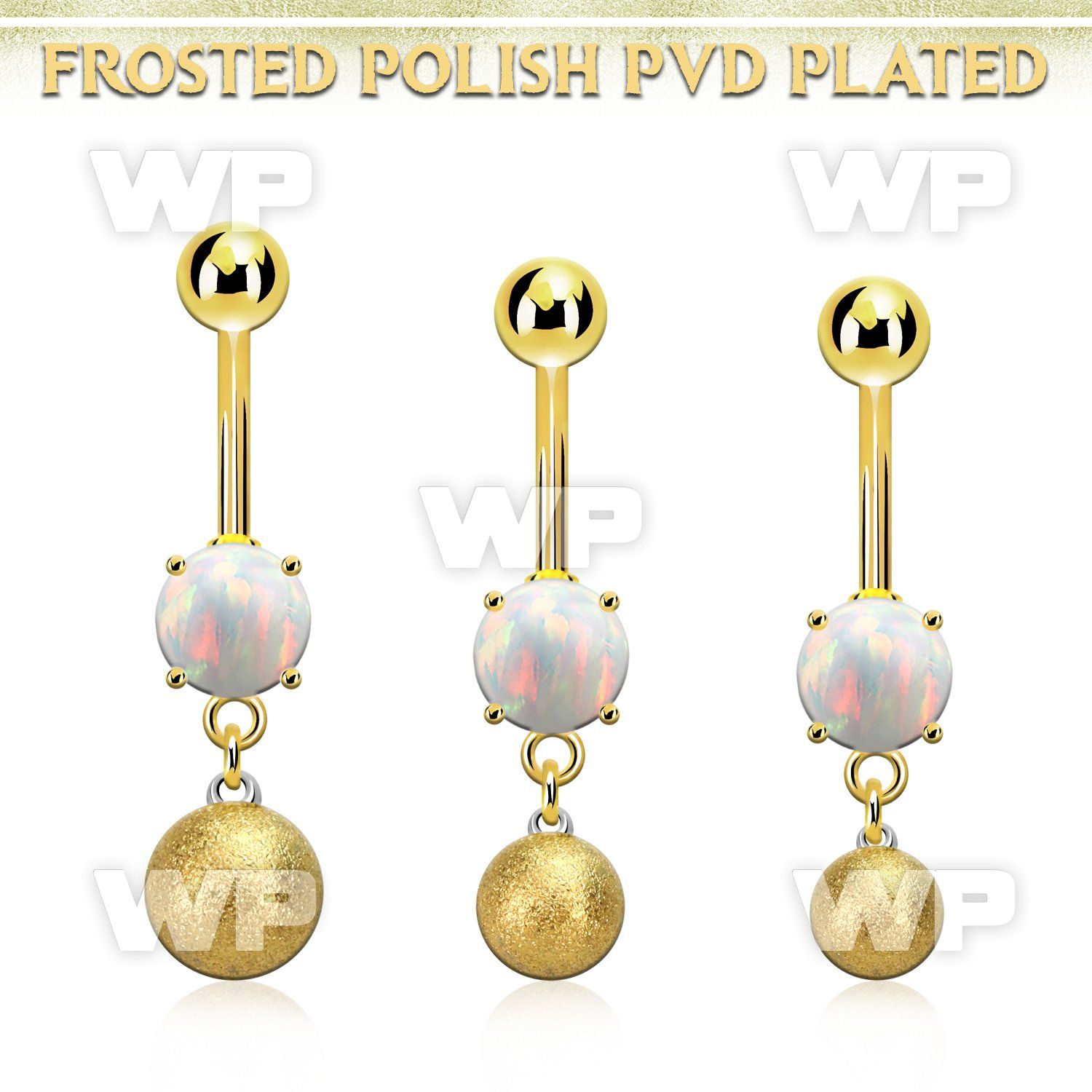 mgofot gold steel belly banana w opal  8mm frosted ball