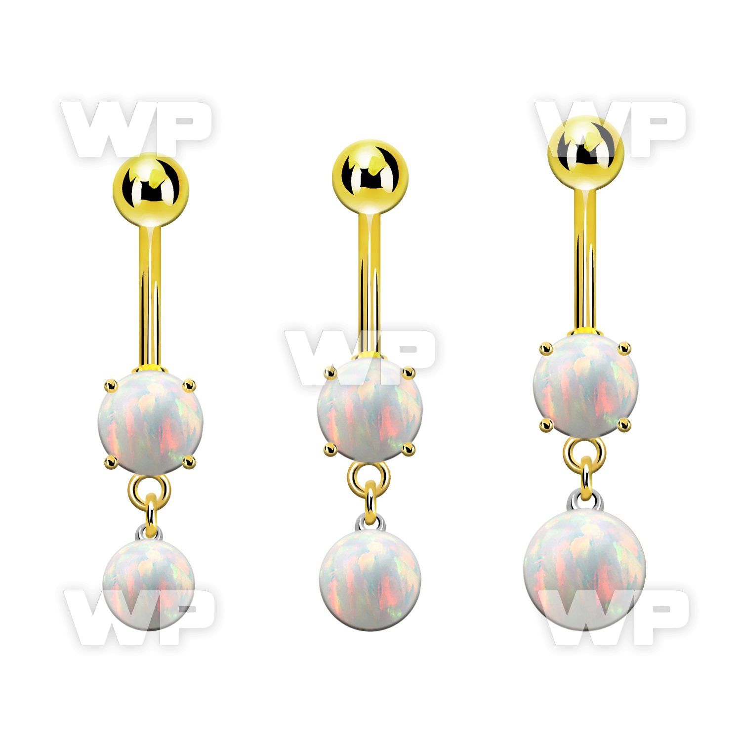 mgoopb gold steel belly banana w opal  8mm opal ball