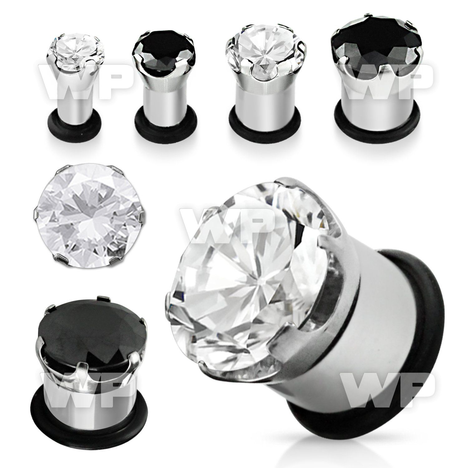 mig surgical steel single flare eyelet plug round prong set ear lobe piercing