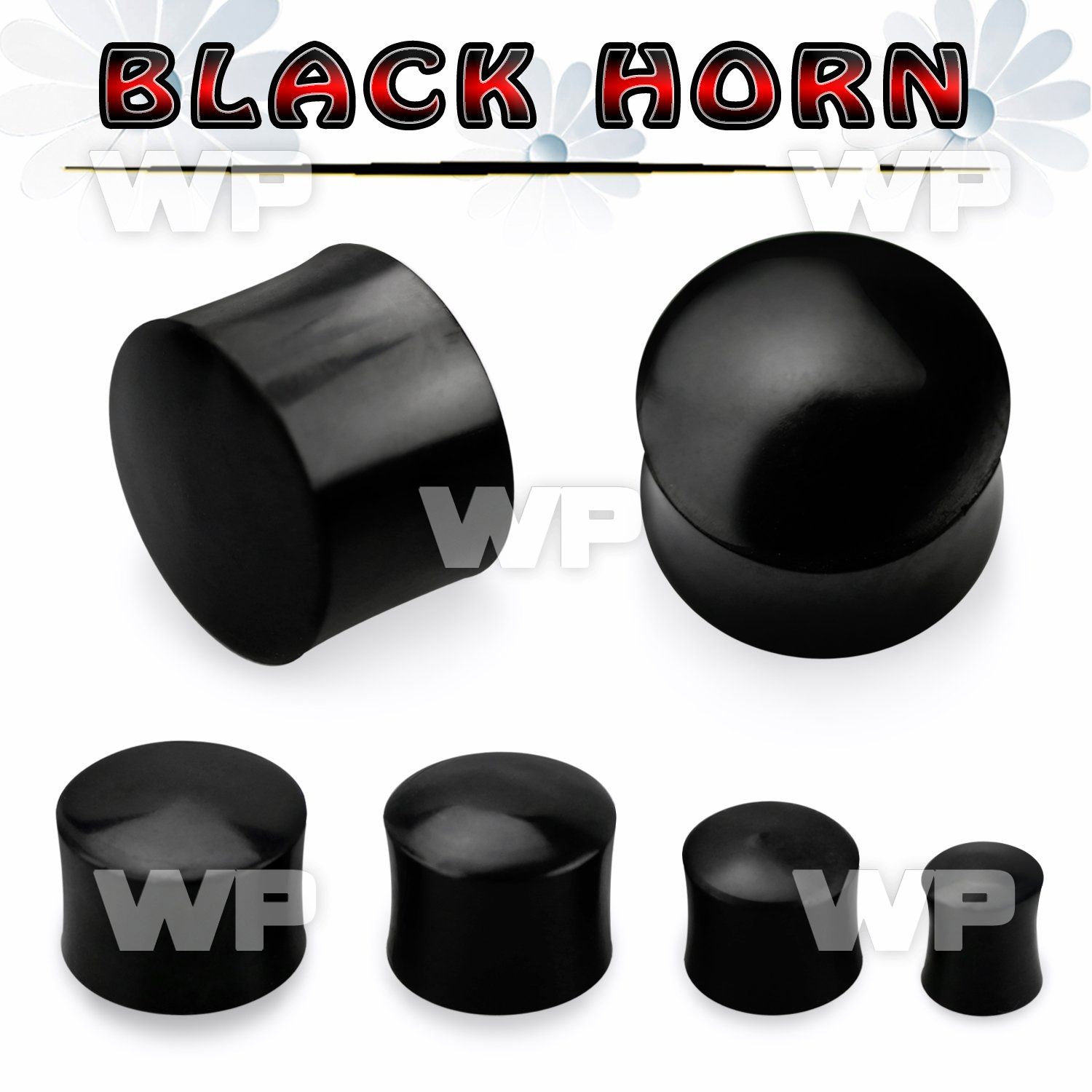 mo2 black horn double flared saddle plug ear lobe piercing