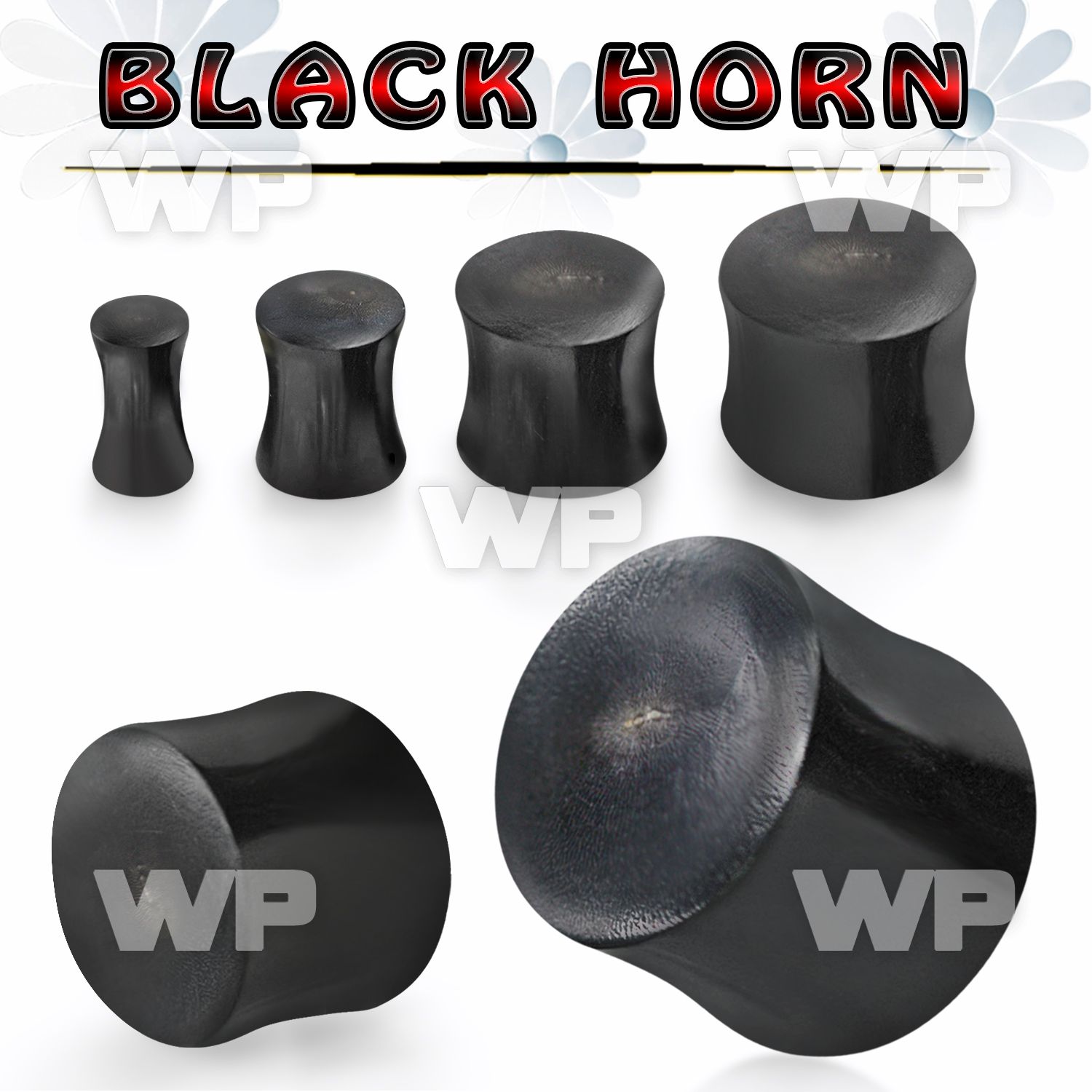 mo2 black horn double flared saddle plug ear lobe piercing
