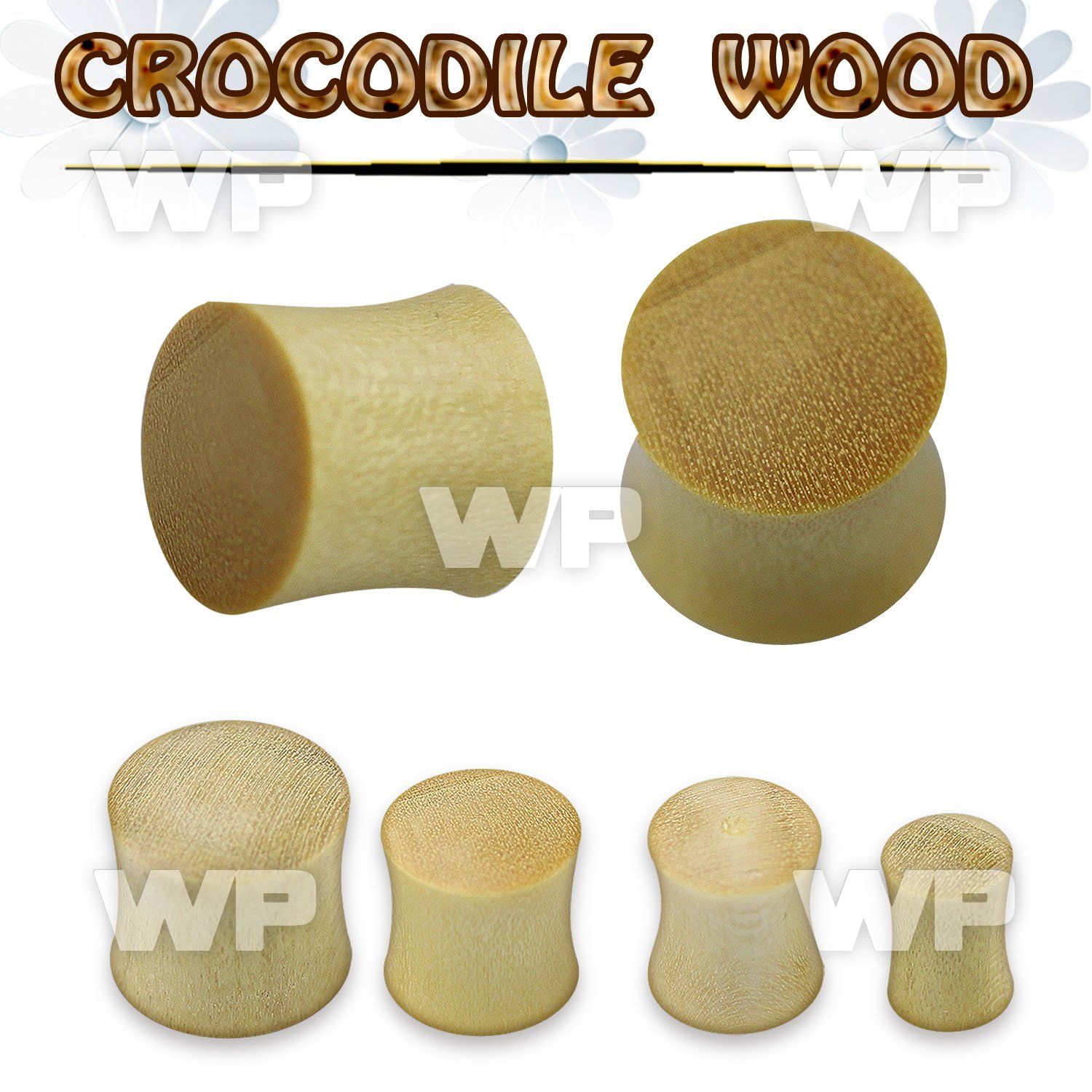 mon crocodile wood double flared sadde plug ear lobe piercing
