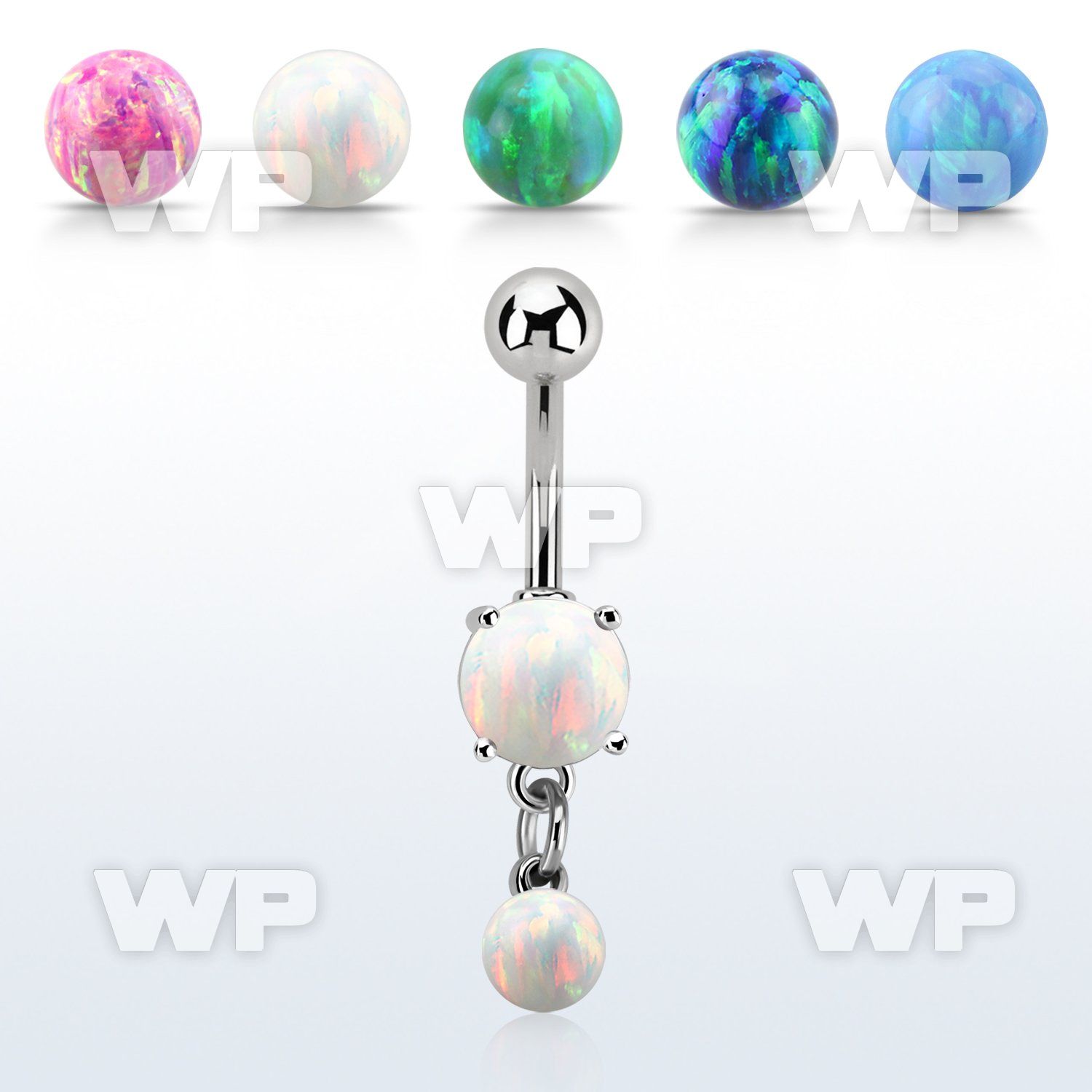 moopb5 steel belly banana w 7mm opal dangling 5mm opal ball