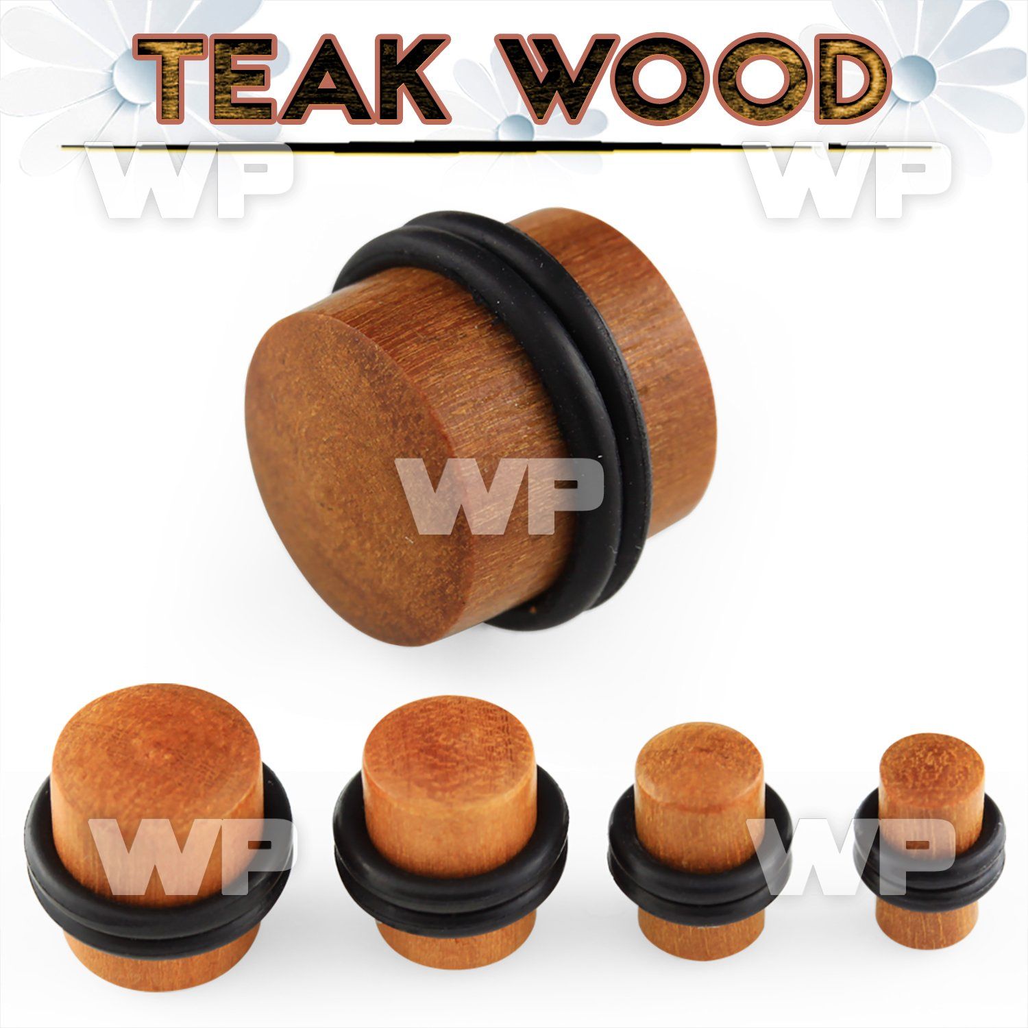 mora teak wood straight plug double o ring ear lobe piercing
