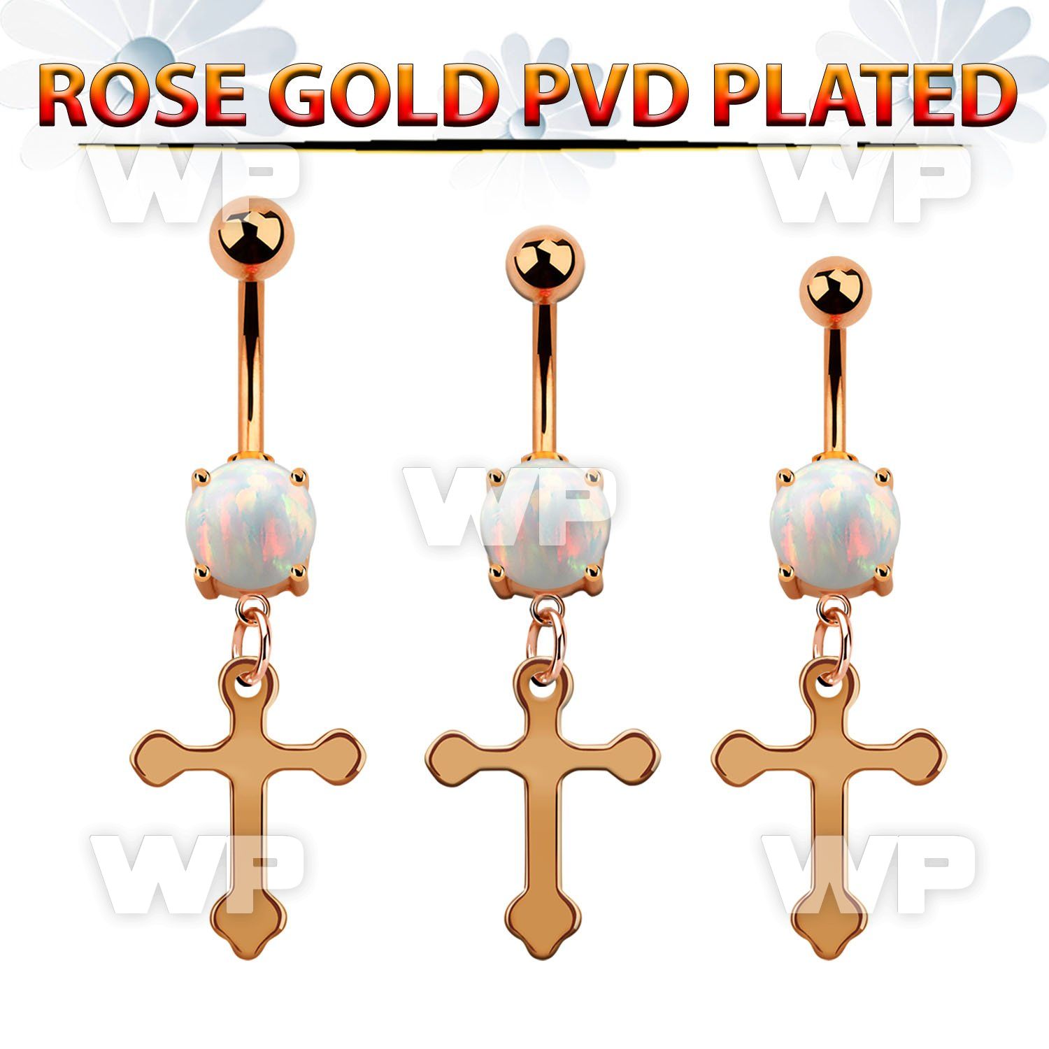 mrocro rose gold steel belly banana w opal vintage cross