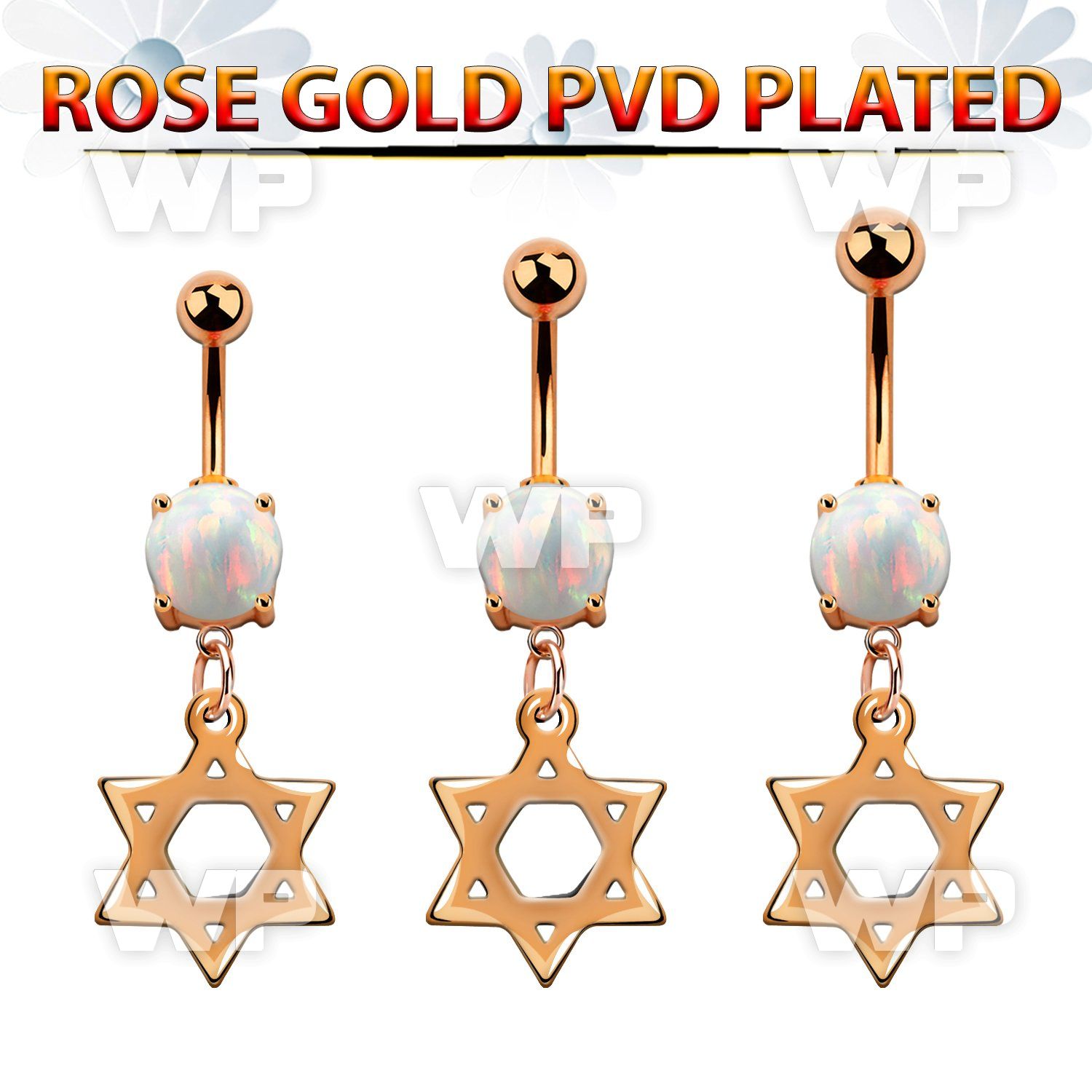 mrodsr rose gold steel belly banana w opal a david star