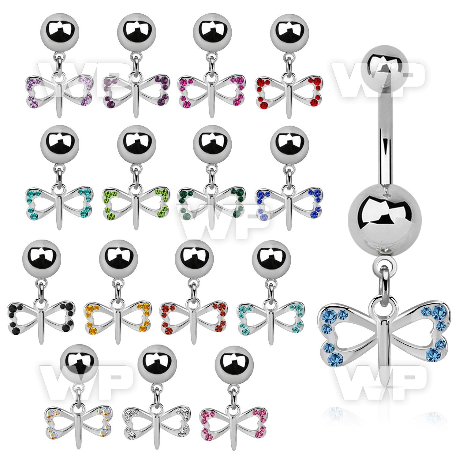 msd761 steel belly banana 14g w 5 & 8mm plain ball w dragonfly