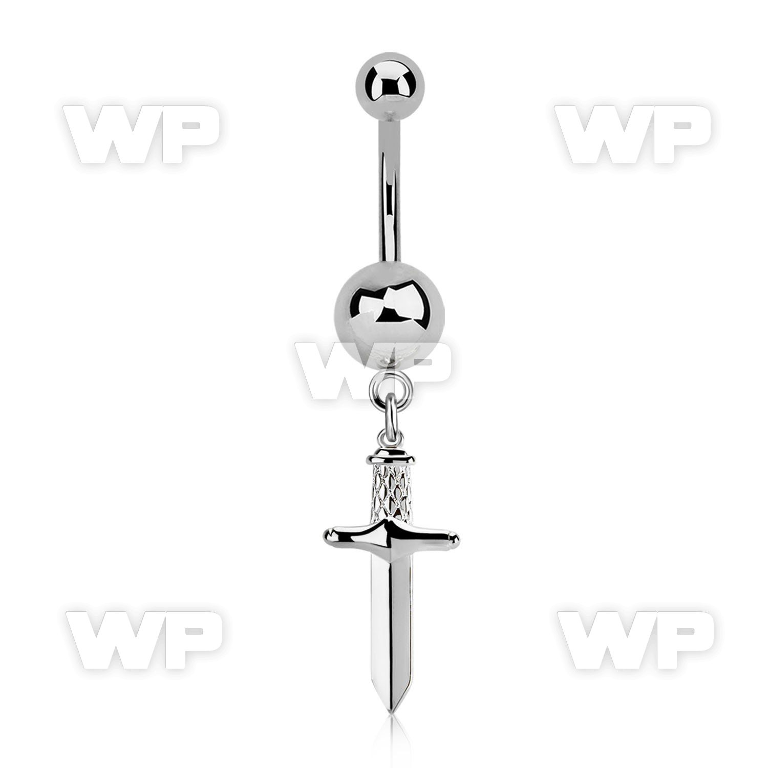 msd768 steel belly banana 14g w 5 & 8mm plain ball w dagger