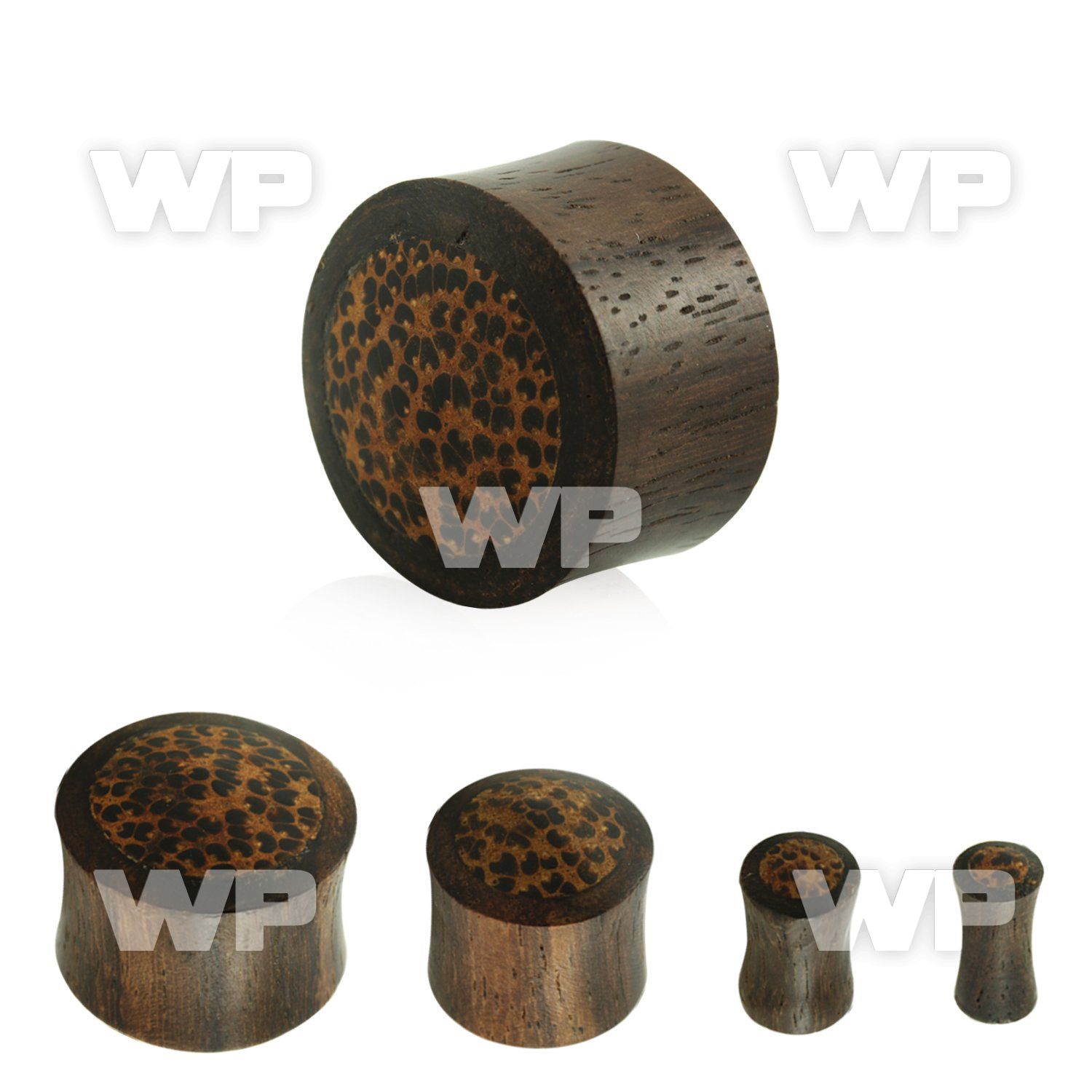 muo4 sono wood double flare saddle plug coconut wood inlay ear lobe piercing