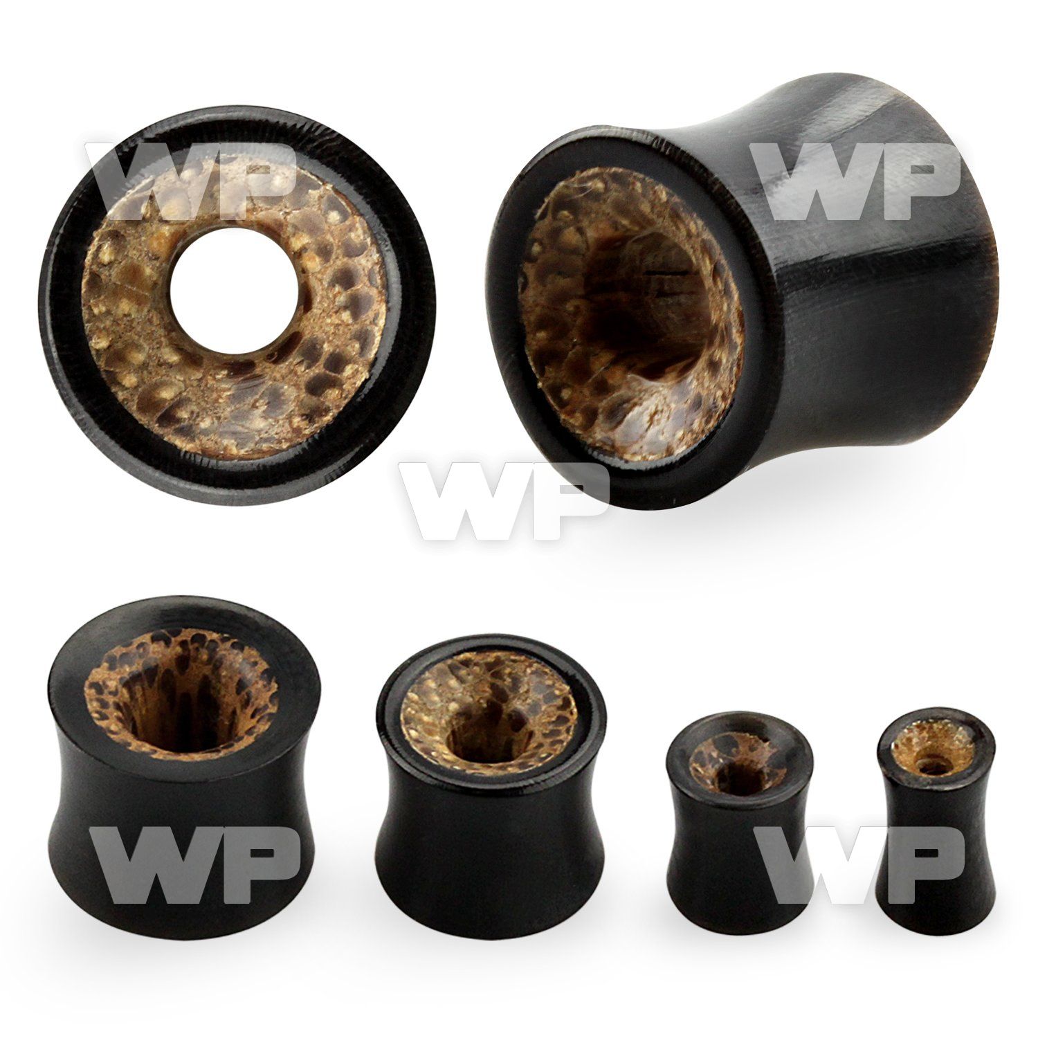 mx45 double flared flesh tunnel coconut wood in the inner side ear lobe piercing