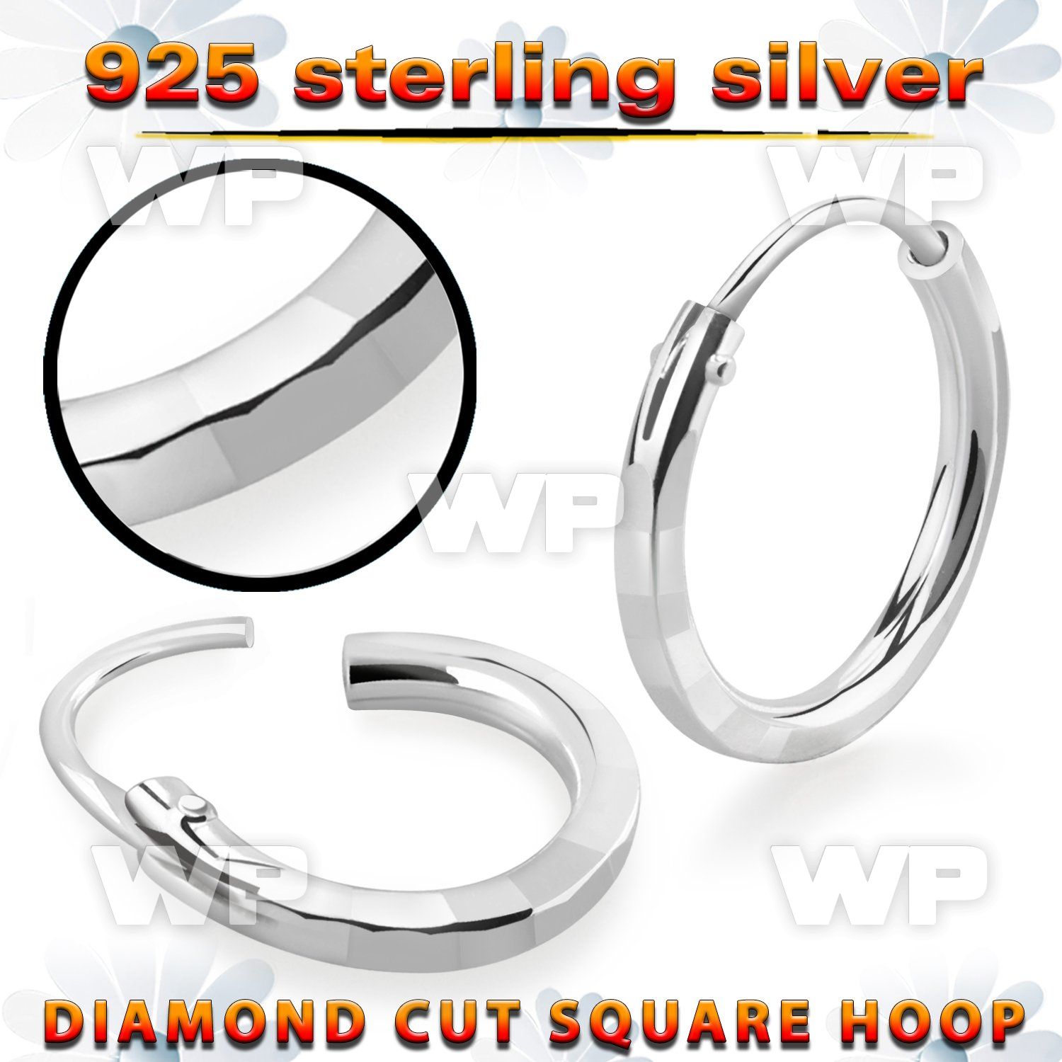 mx5b7 pair hoop earrings square tube diamond cut