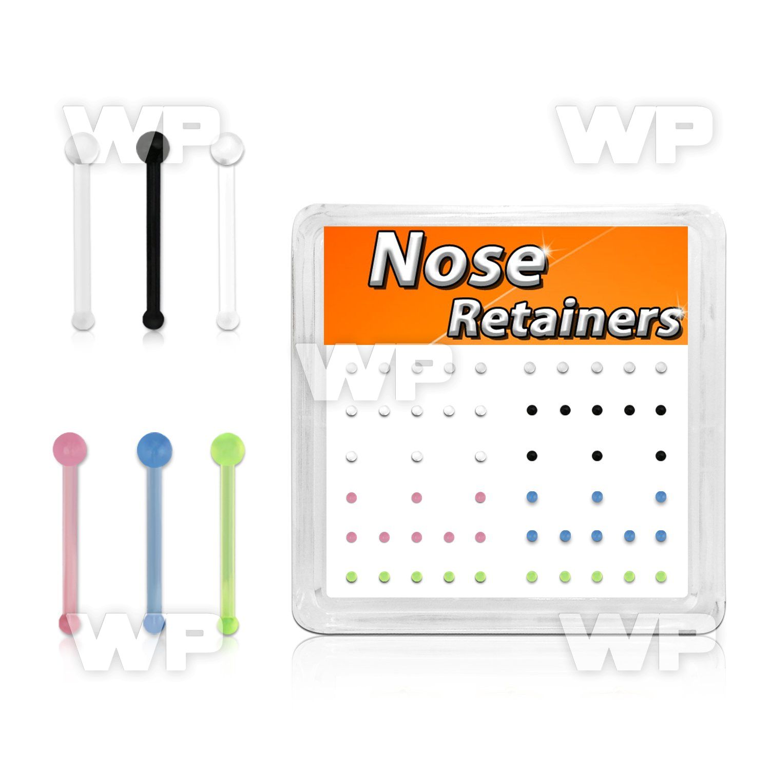 nbrtabx box w 52 flexible nose bone retainer ball shaped tops