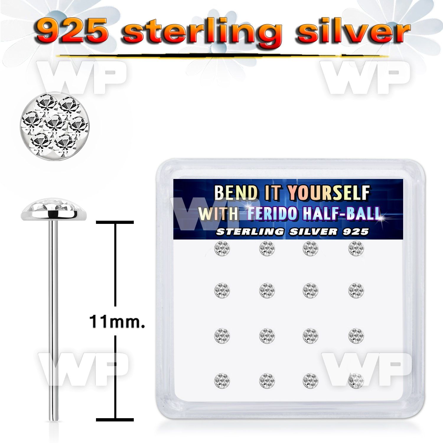 nfdaey6 silver nose studs 22g ball ferido 16