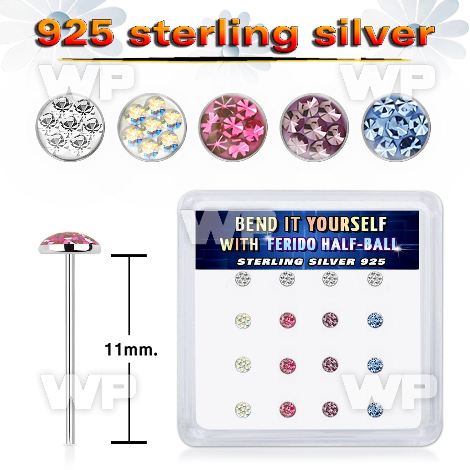 nfdaeyj silver nose studs 22g ball ferido 16