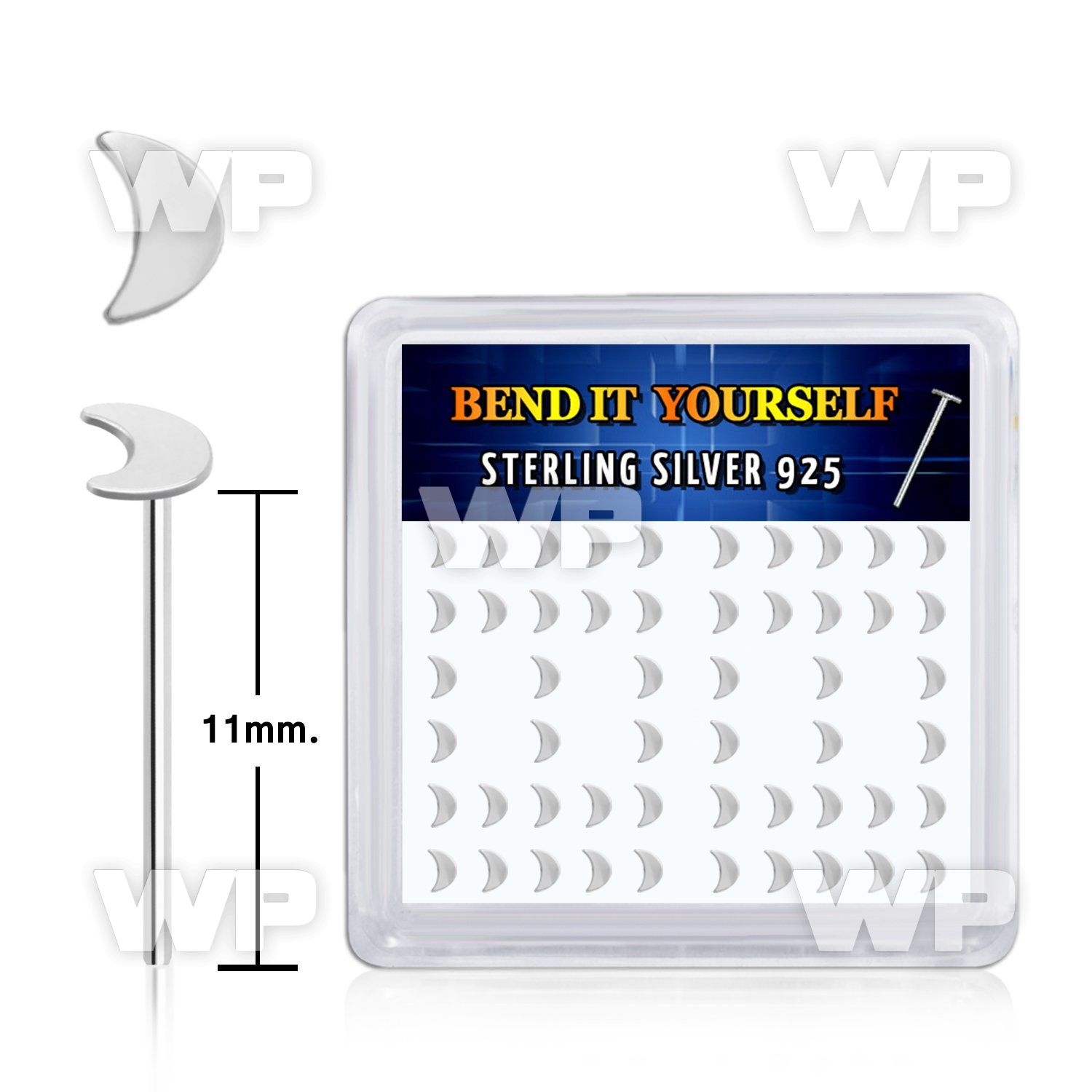 nfqj5 925 silver fishtail nose studs 22g flat moon top 52