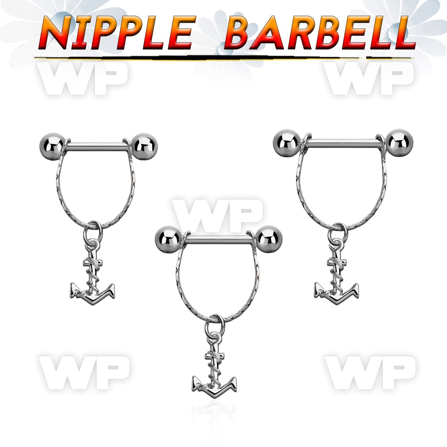 npdl7 steel nipple barbell w chain dangling anchor w rope 