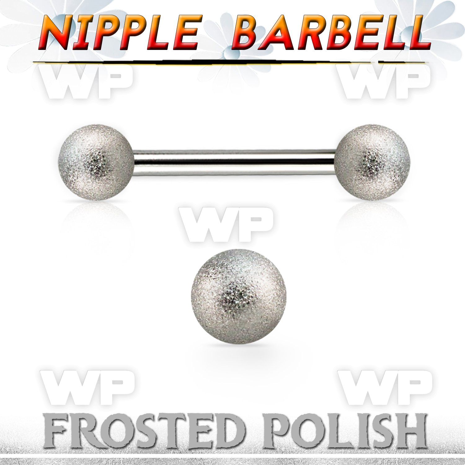 npfo5 steel nipple barbell w 5mm frosted steel balls