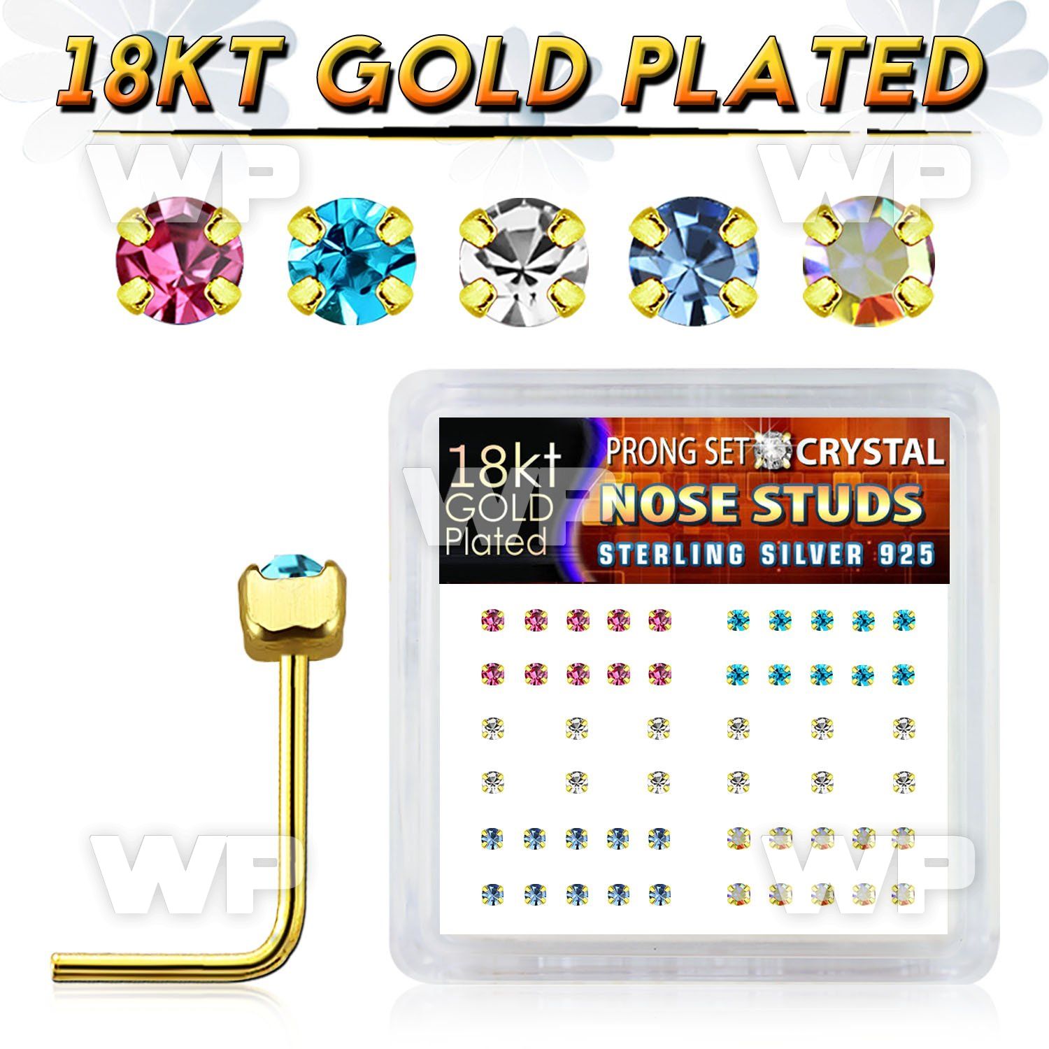 npsgm box w 52 silver nose studs w 1.8mm prong set crystal