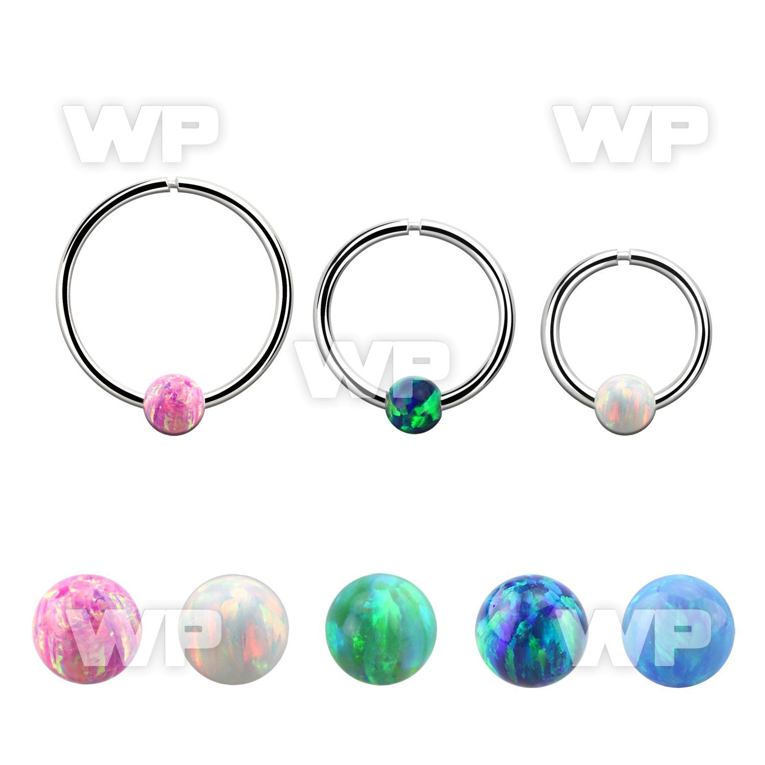nr31o 925 silver seamless nose hoop, 18g w 3mm opal ball
