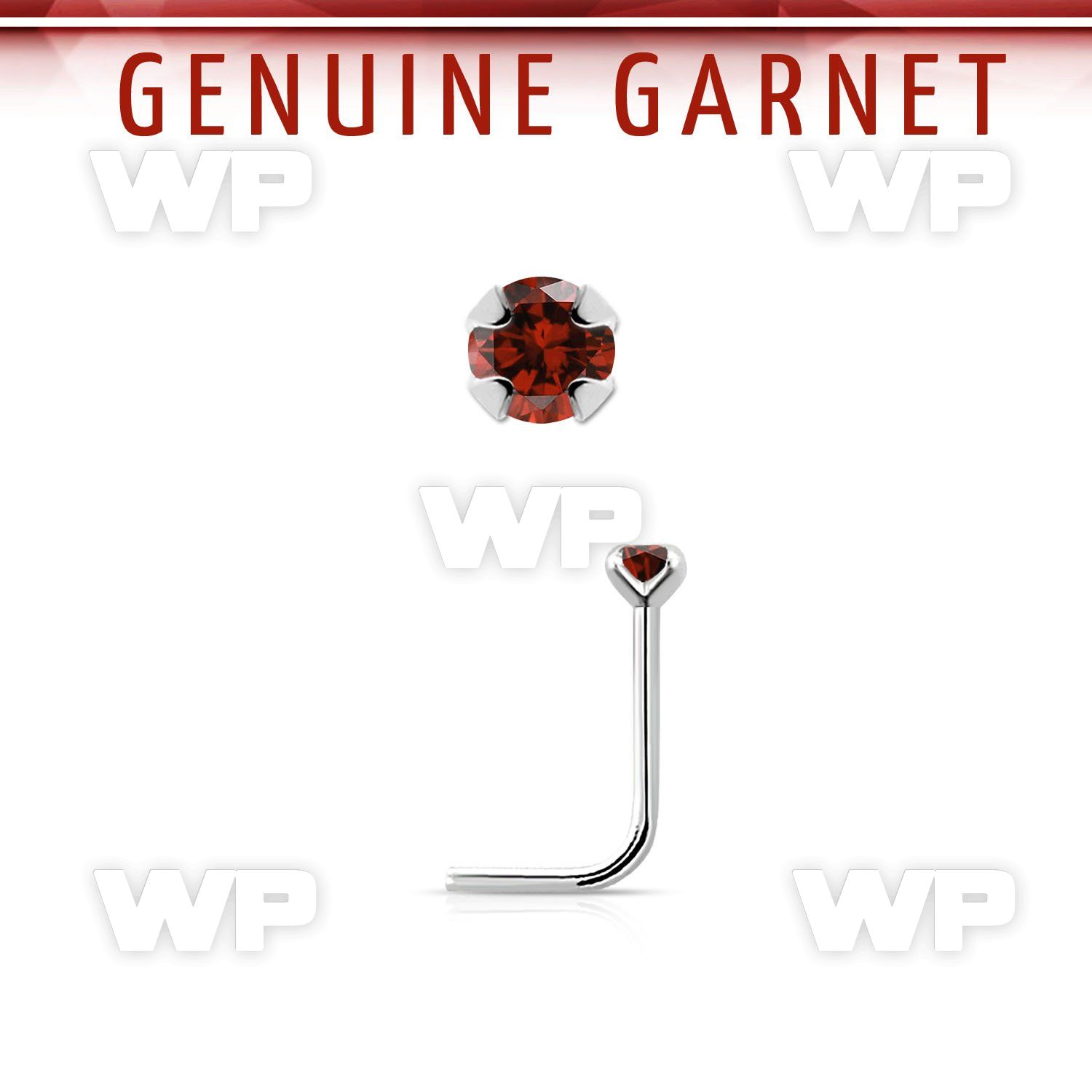 nspge2 925 silver nose stud w a garnet stone