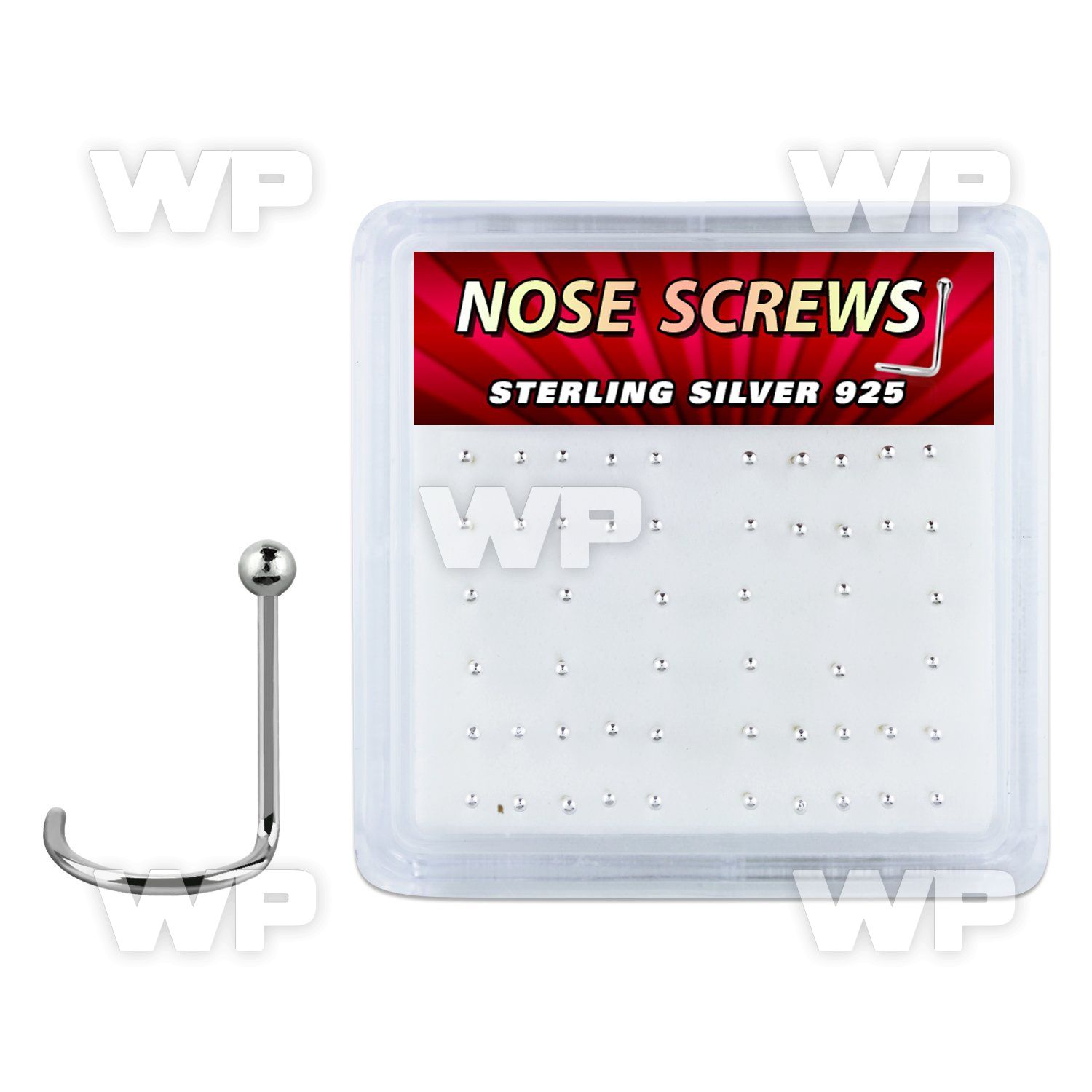 nwsvbx box w 52 silver nose screws w 1.5mm ball shaped top