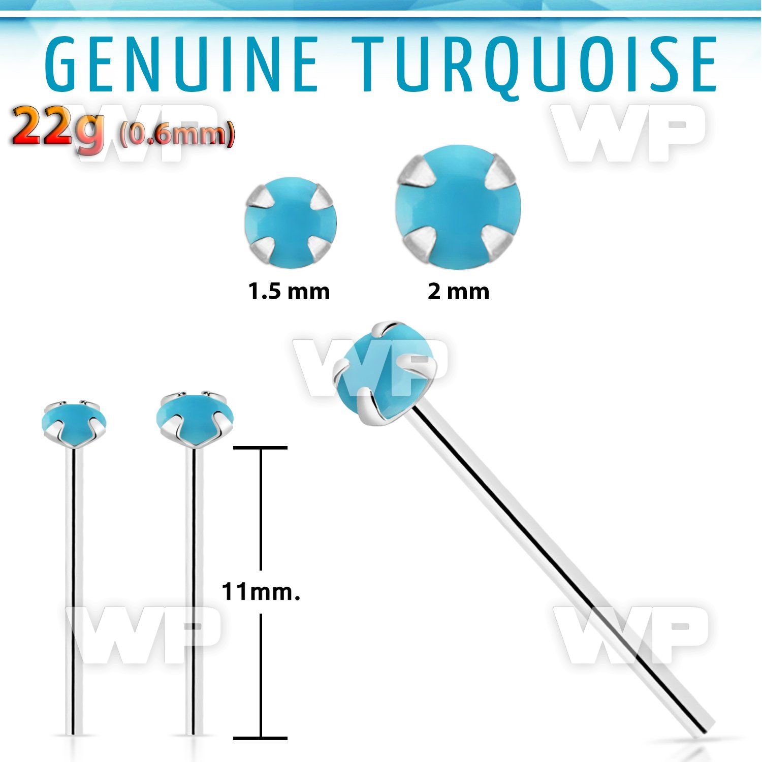 nypge7 925 silver bend it yourself nose stud w turquoise