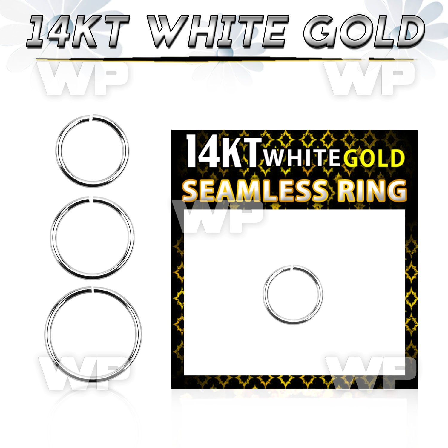 o3wbet 14kt white gold seamless hoop ring 1mm eyebrow piercing