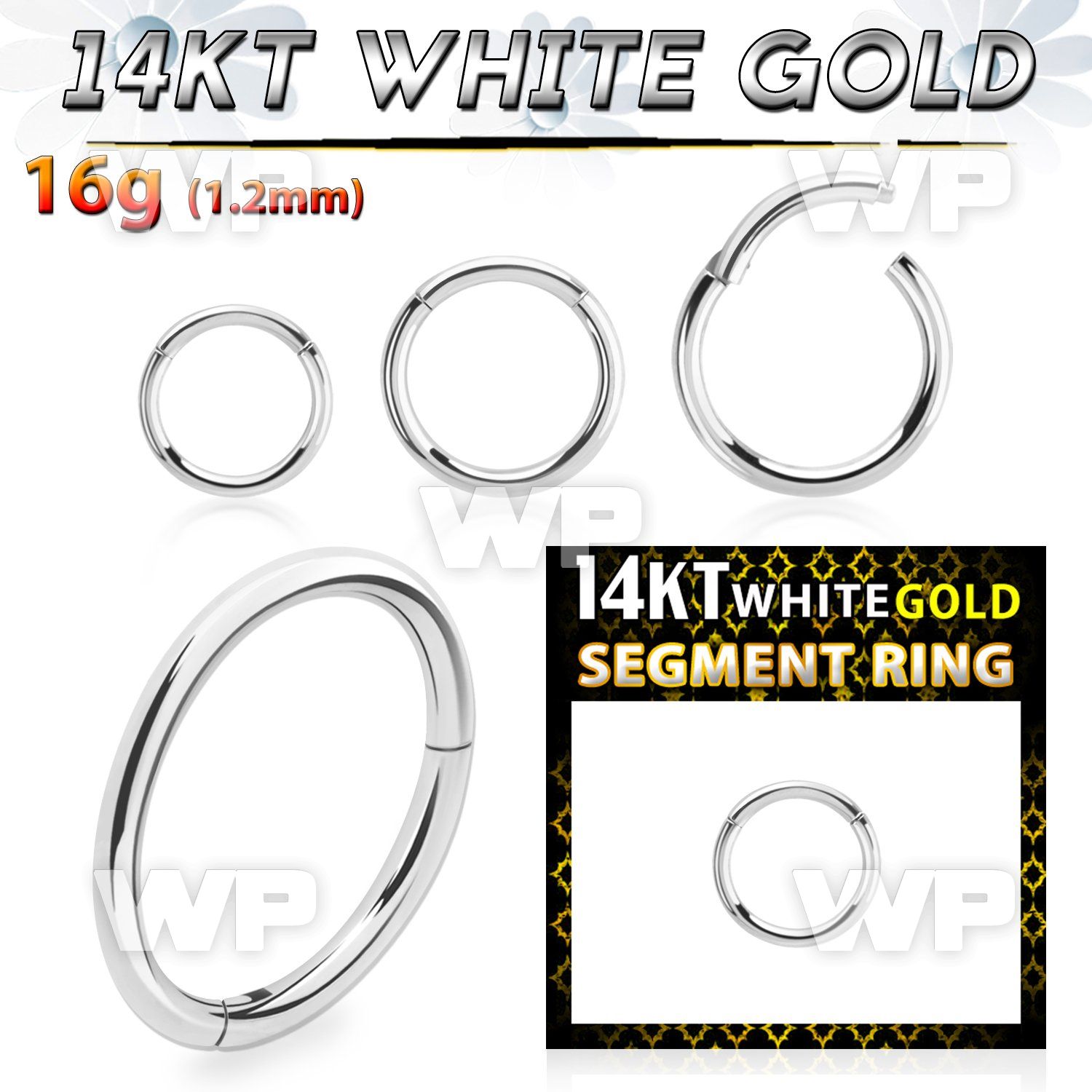 o3wixey 14kt white gold hinged segment clicker 16g