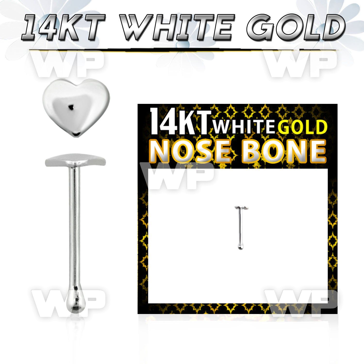 o4xre 14kt white gold nose bone 2 5mm plain heart shaped top nose piercing