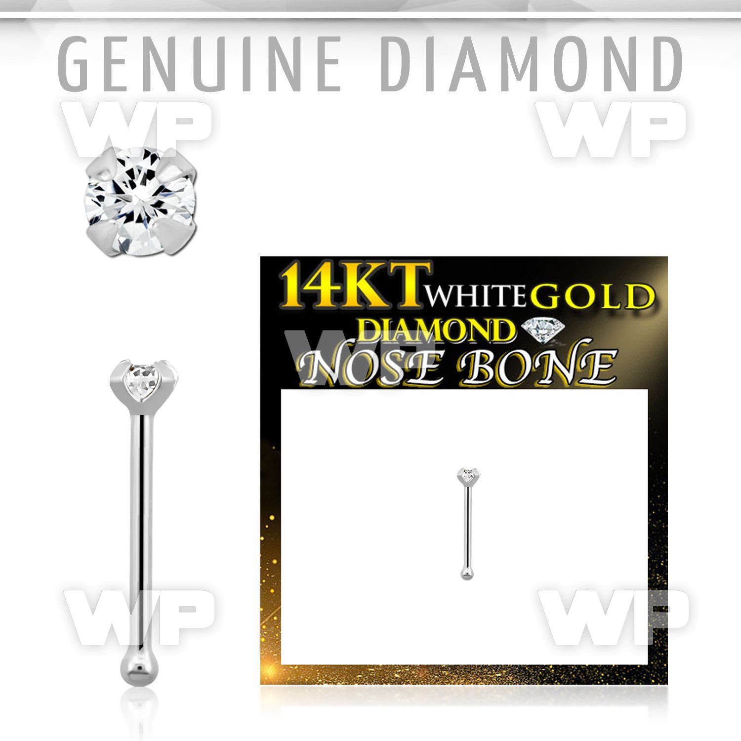 oum14e 14kt white gold nose bone prong set 1 5mm round real dia nose piercing