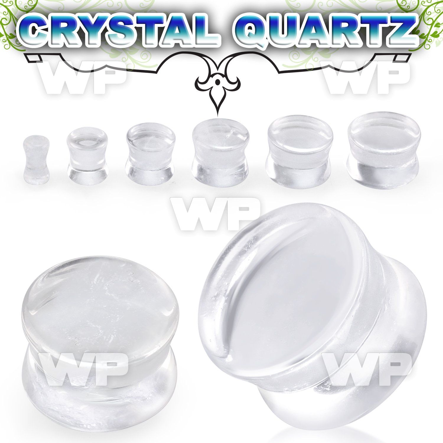 pgsii crystal quartz double flare stone plug