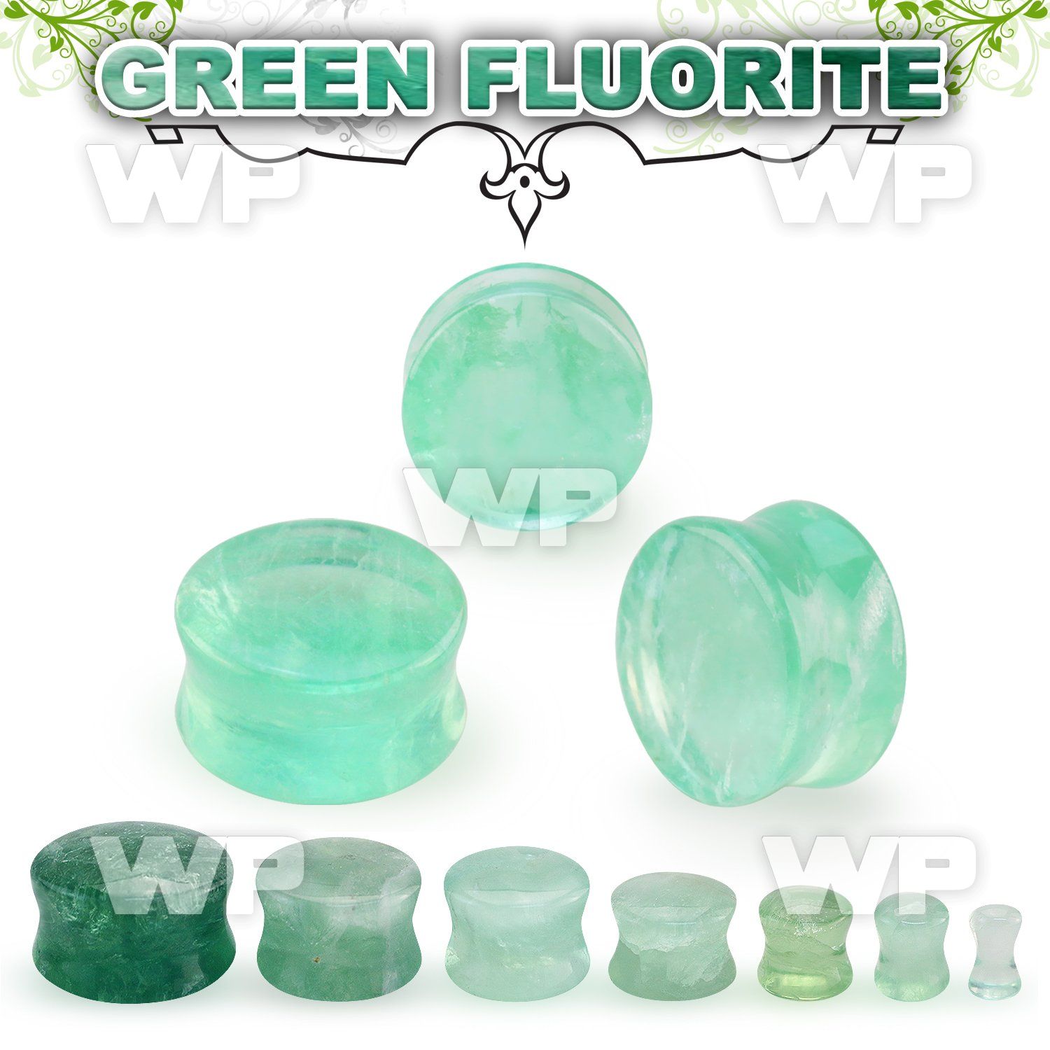 pgsqq green fluorite double flare stone plug