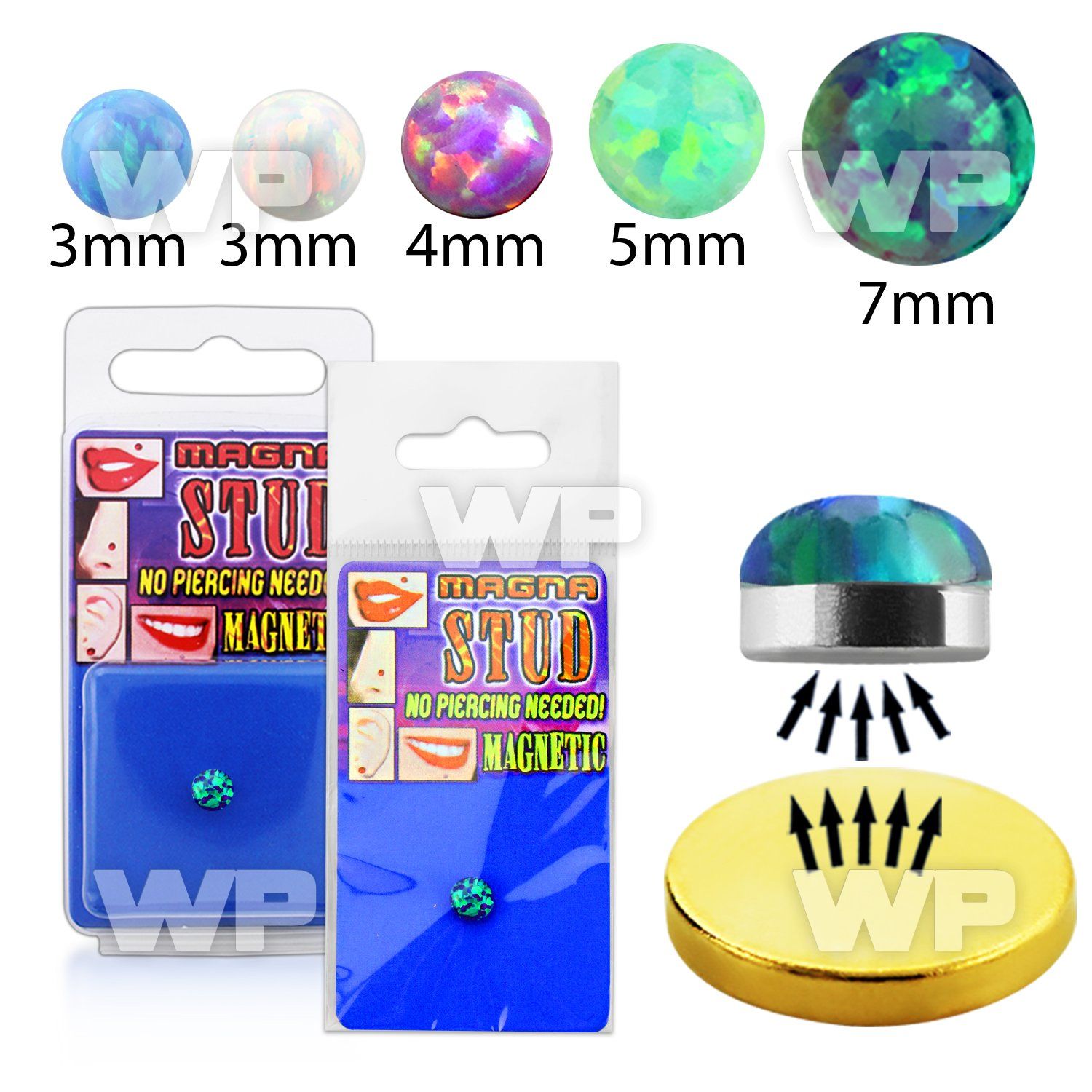 pmgop magnetic magna stud with round synthetic opal 