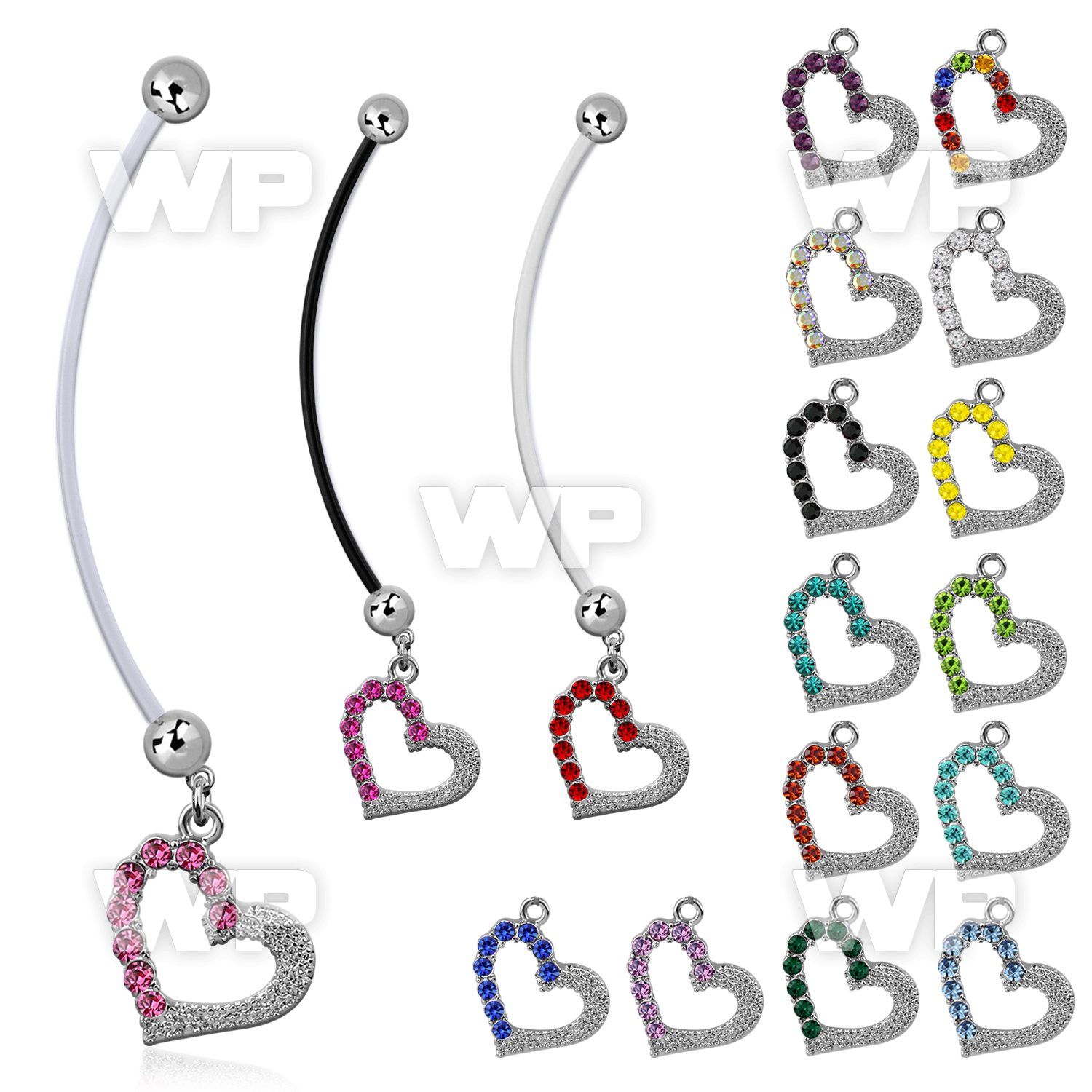 pndhrc4 pregnancy belly ring w dangling crystal studded heart 