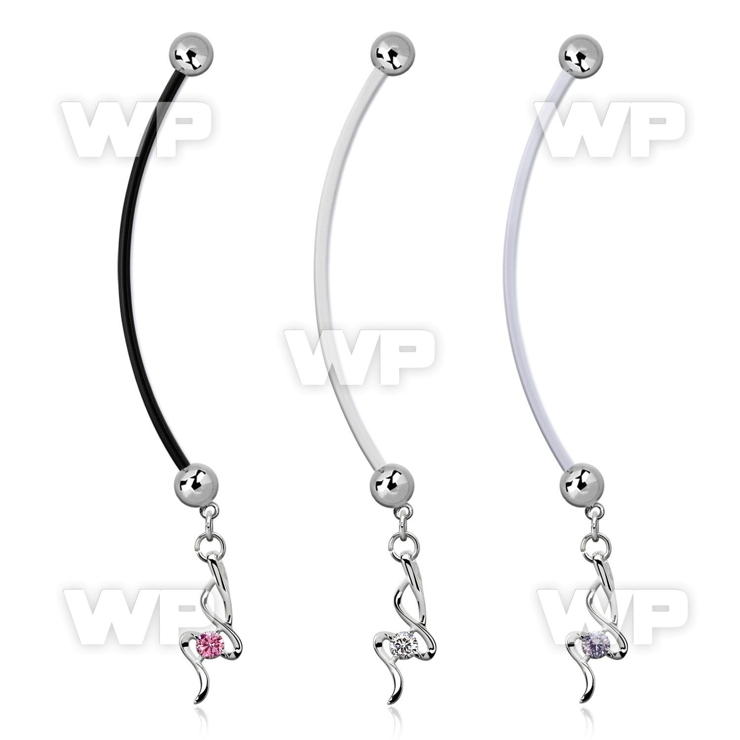 pndz410 pregnancy belly ring w dangling w a small prong set czs