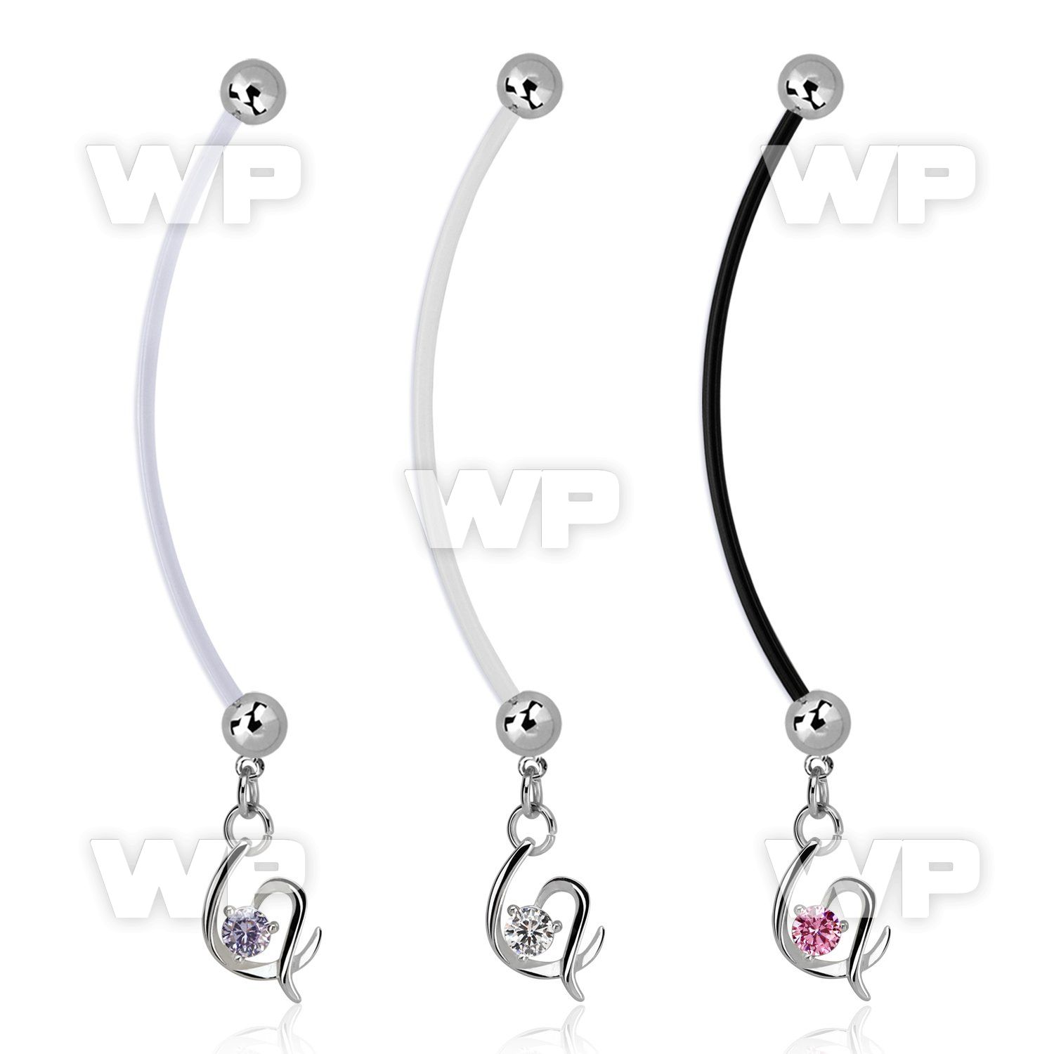 pndz731 pregnancy belly ring w dangling fancy heart w single cz