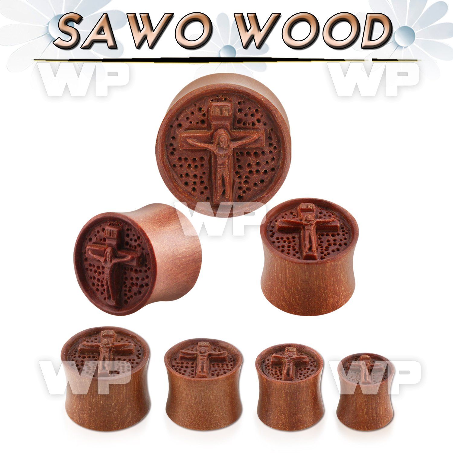pwsjus sawo wood plug with hand carved jesus on cross