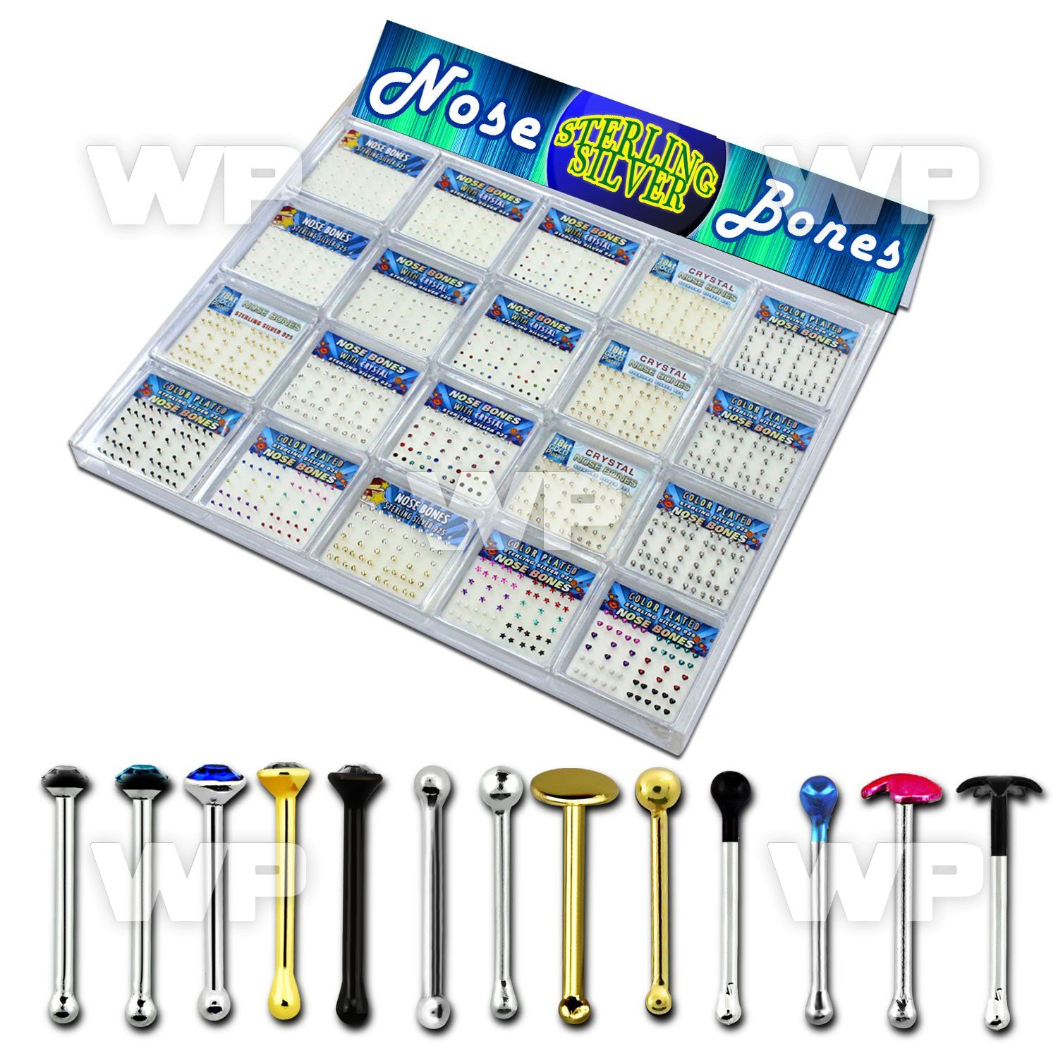 ra7u4z silver nose jewelry in twenty small containers of 52 unit nose piercing