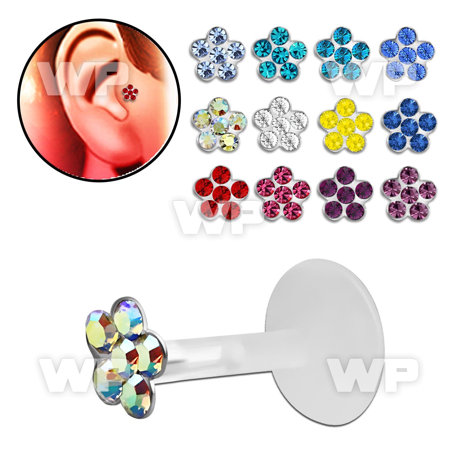 rai3e9 bio flex tragus piercing 1 2mm silver 925 top crystal tragus piercing