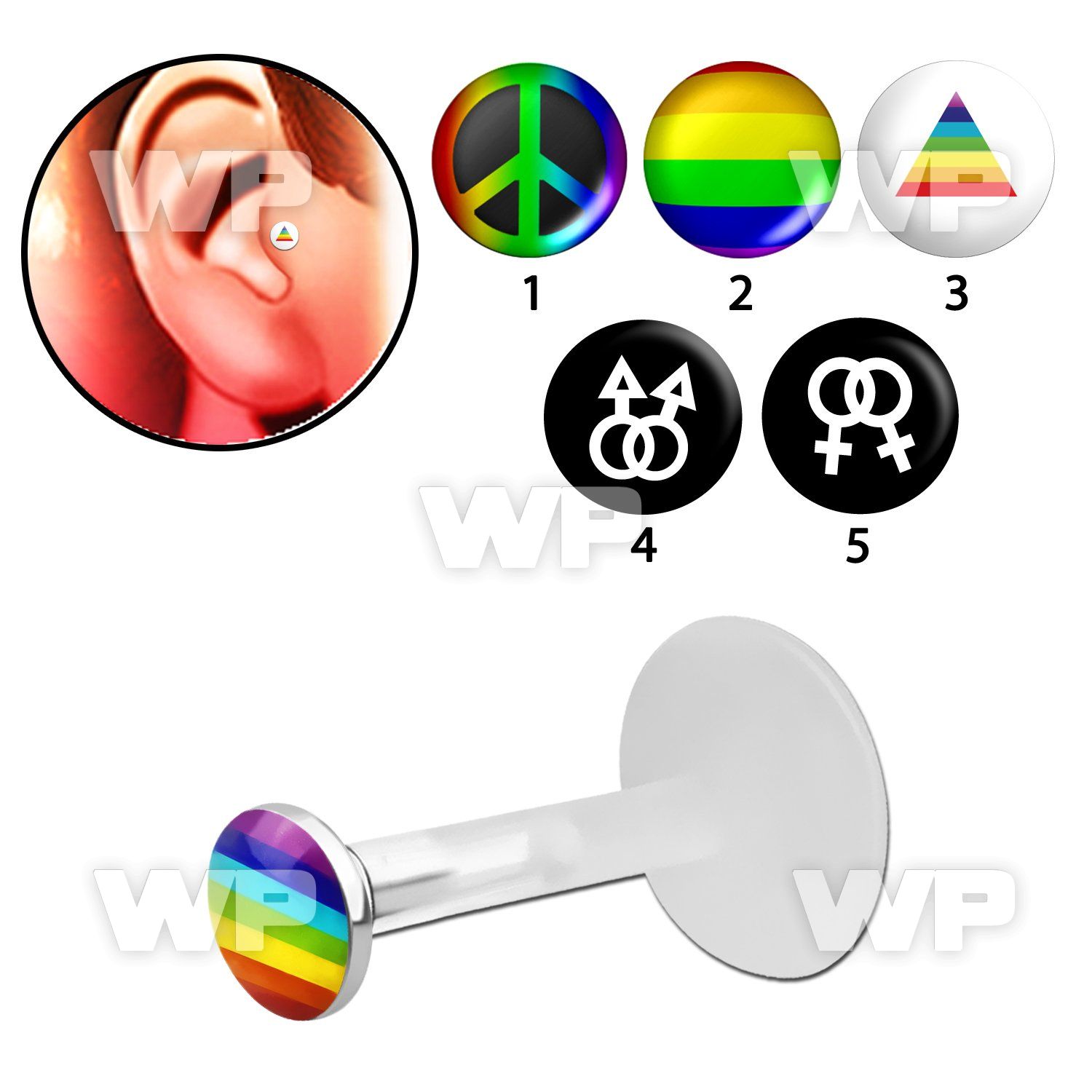 raibk bio flex tragus piercing 1 2mm 3mm flat push in silver tragus piercing