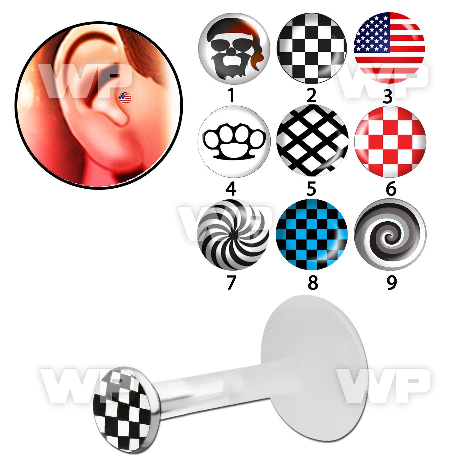 raibt bio flex tragus piercing 1 2mm 3mm flat push in silver tragus piercing