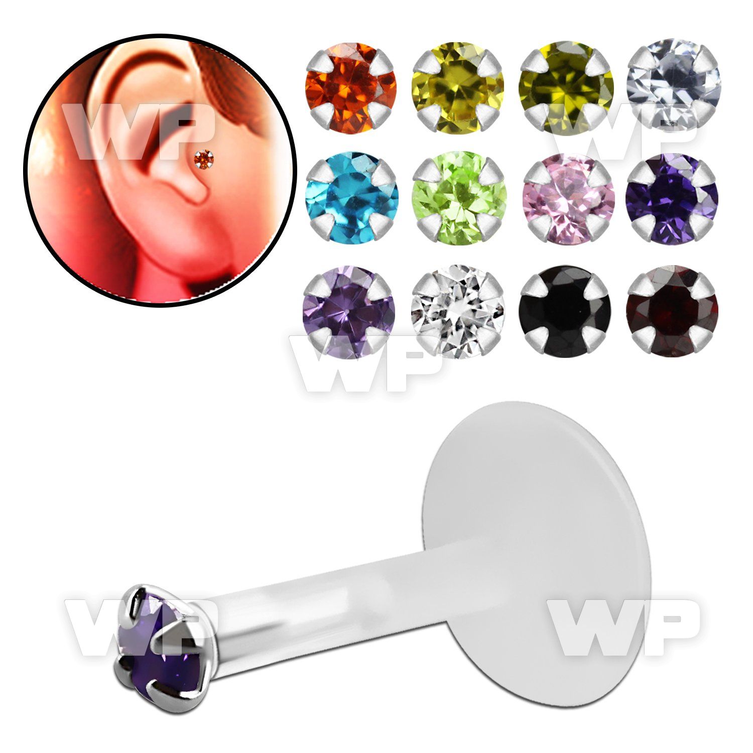 raige bio flex tragus piercing 1 2mm 2mm prong set round cz tragus piercing