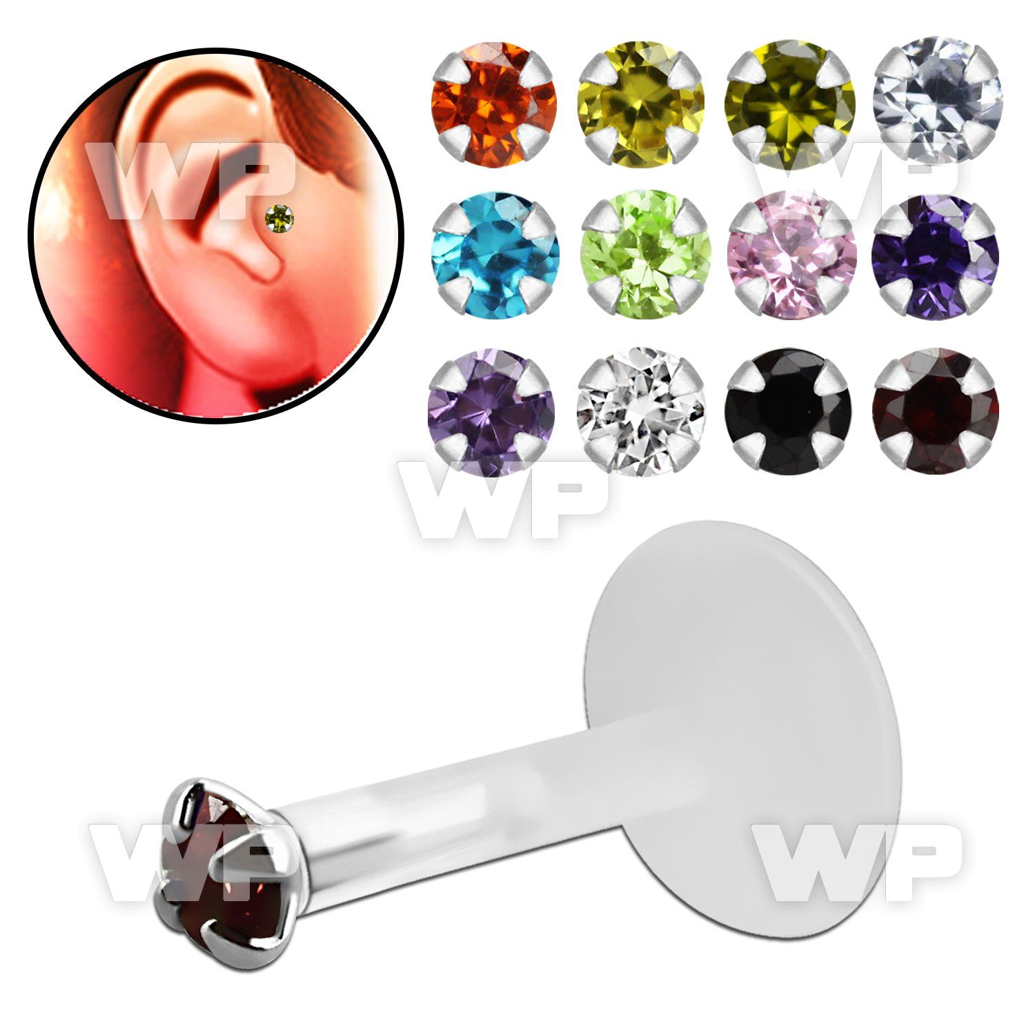 raigk bio flex tragus piercing 1 2mm 2 5mm prong set round cz tragus piercing