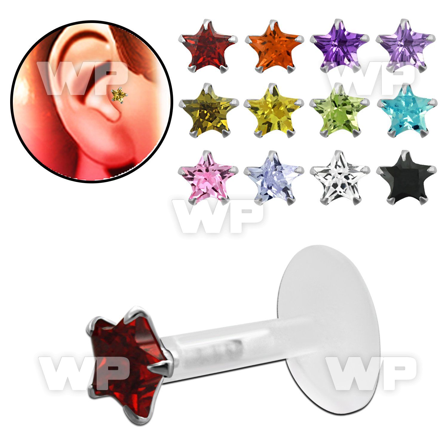 raigl bio flex tragus piercing 1 2mm 3mm prong set star cz sto tragus piercing