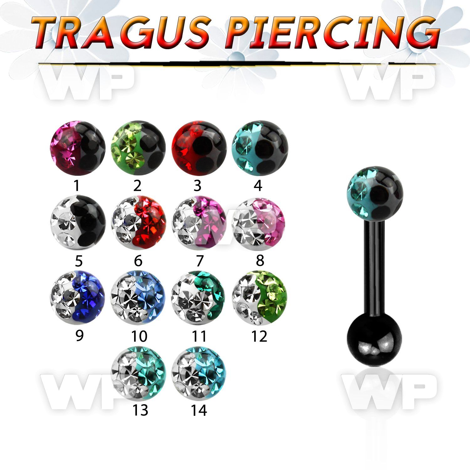 rairlw ion plated surgical steel tragus piercing 1 2mm 3mm mult tragus piercing